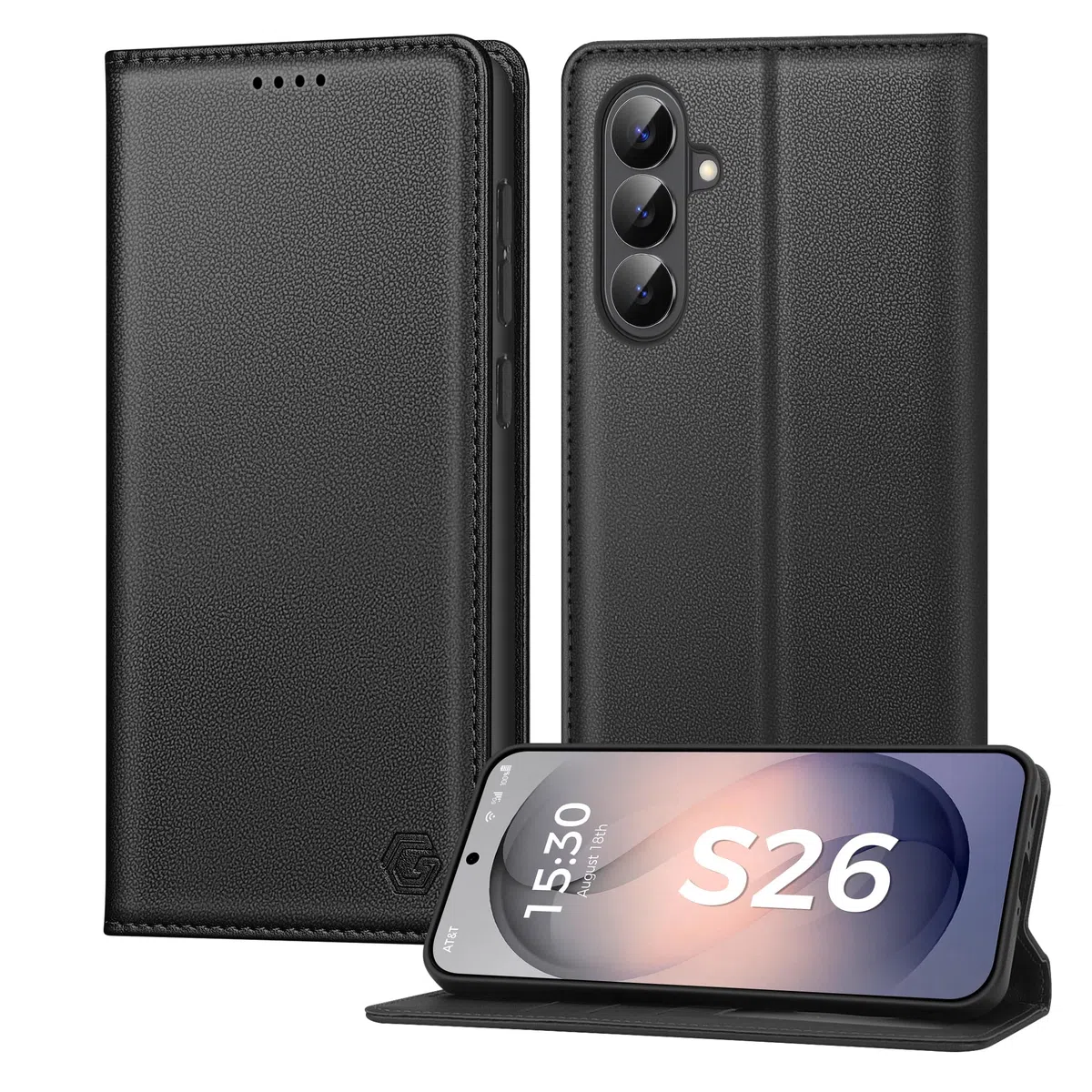 Etui na telefon komórkowy Samsung Galaxy S26 5G, kieszeń na karty premium, skóra PU, etui z klapką, funkcja stojaka, etui Flip Case do Samsung Galaxy S26 5G - czarne