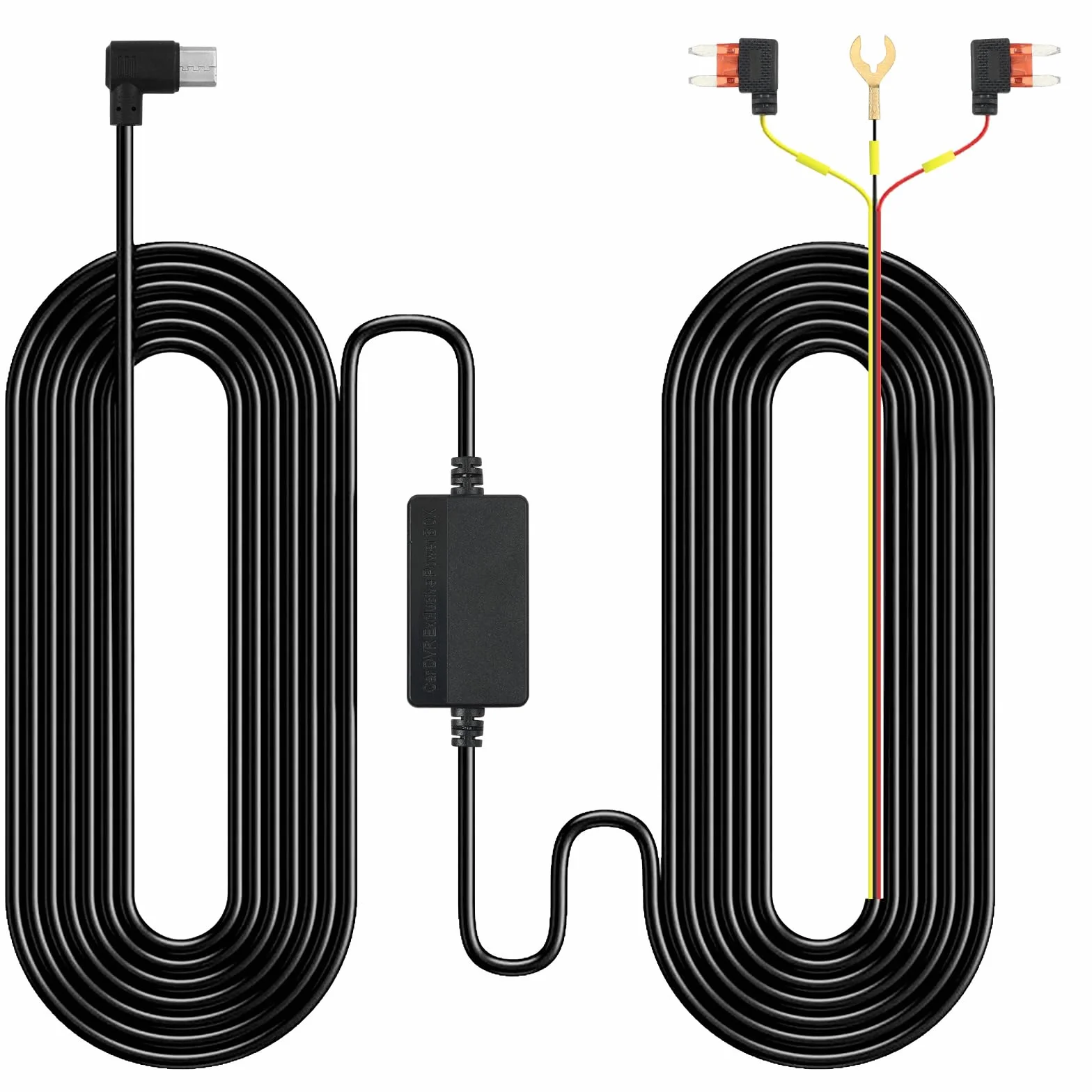 Frvesroe Zestaw okablowania do kamery samochodowej USB C Mini Fuse Tap 12V-24V na 5V/2.5A kabel Type-C tryb parkingowy 24h