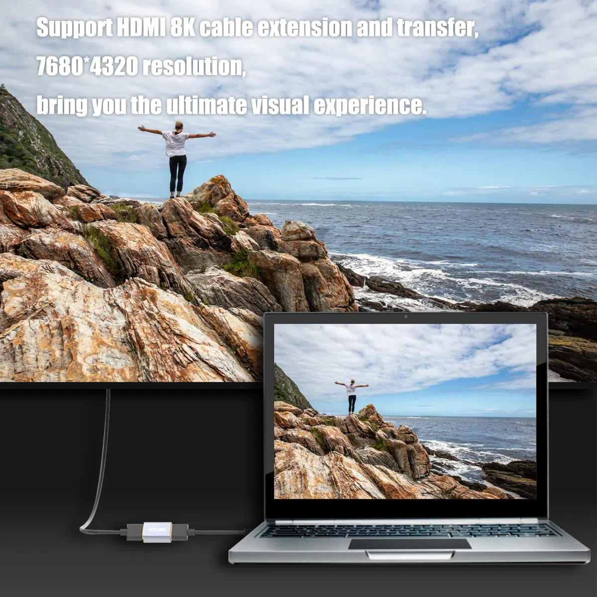VCELINK Łącznik HDMI 8K, przedłużacz adaptera żeńskiego na żeński 2.1, pozłacane złącze HDMI, obsługa 8K/4K przy 60 Hz UHD, rozdzielczość 7680 * 4320, 3D, HDR, ARC do laptopa, komputera, monitora