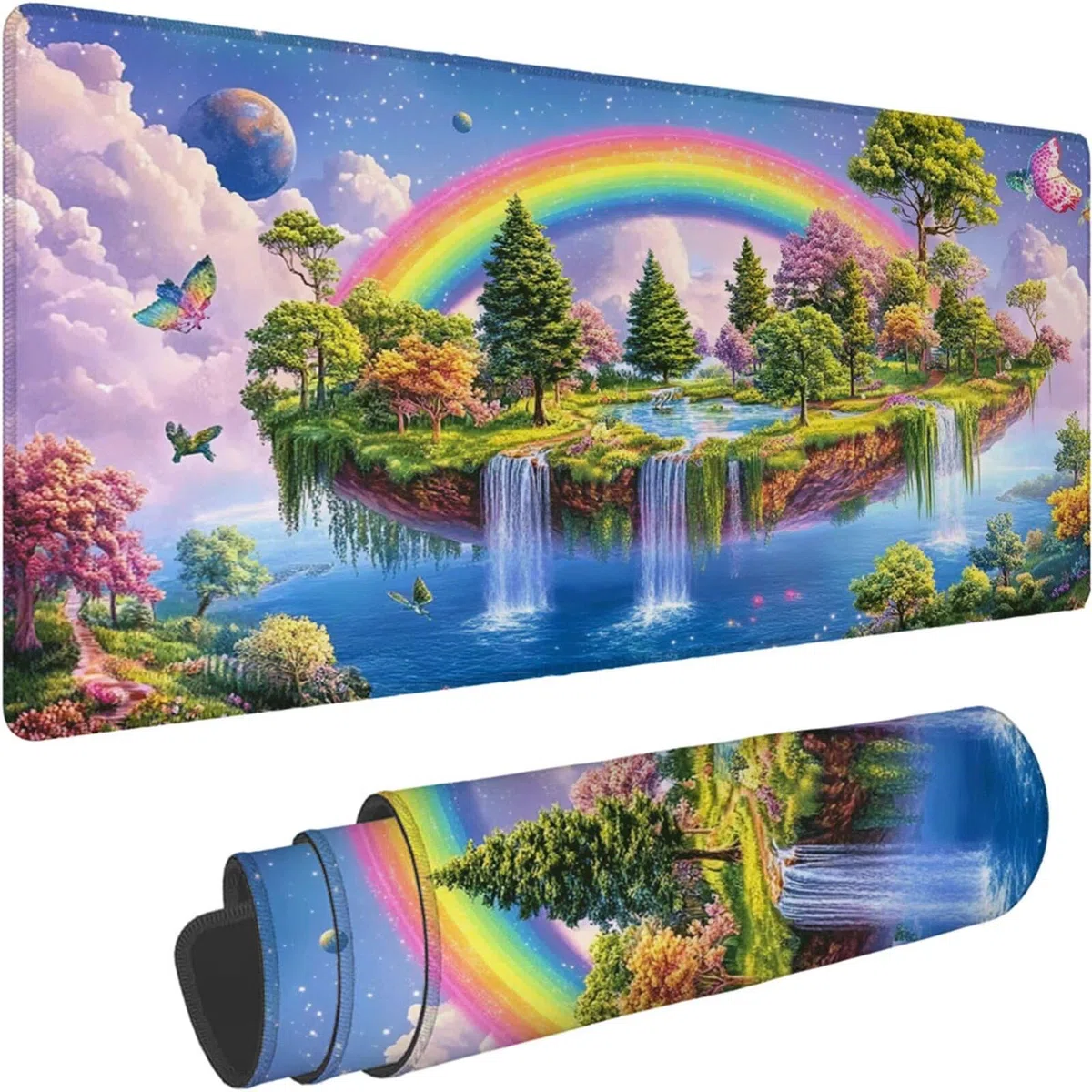Gamingowa podkładka pod mysz 1200 x 600 x 3 mm, XXL, wodoszczelna, odporna na ścieranie, z przyszytymi krawędziami, niebieska, podkładka na biurko, poprawia prędkość i precyzję pod laptopa, komputer
