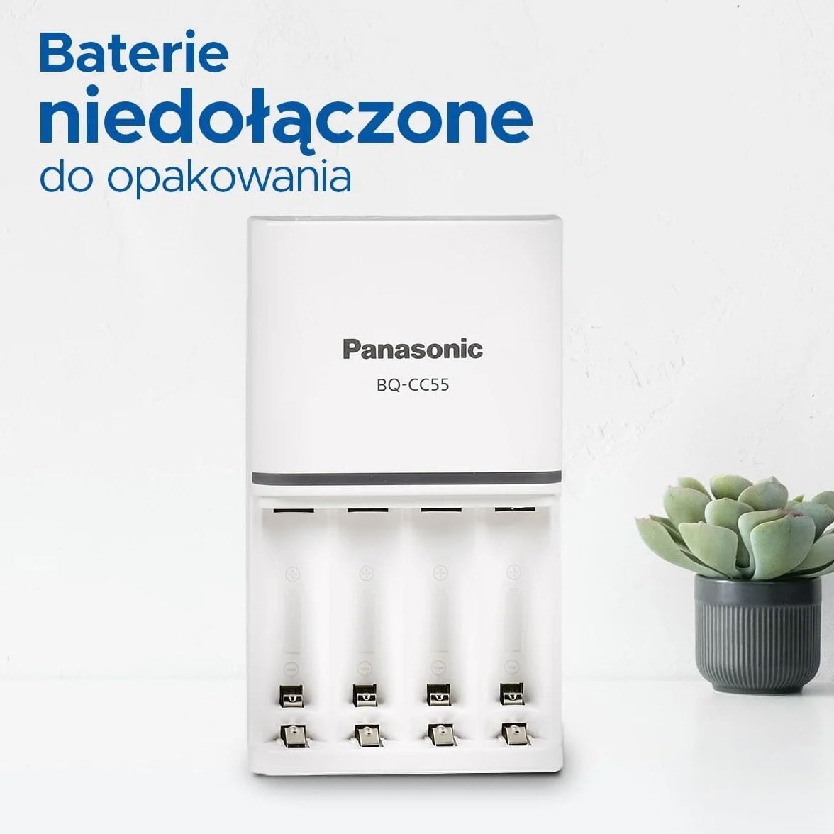 Panasonic eneloop SmartPlus Ładowarka do 1–4 akumulatorów AA/AAA Ni-MH z 4 wskaźnikami LED, Biała