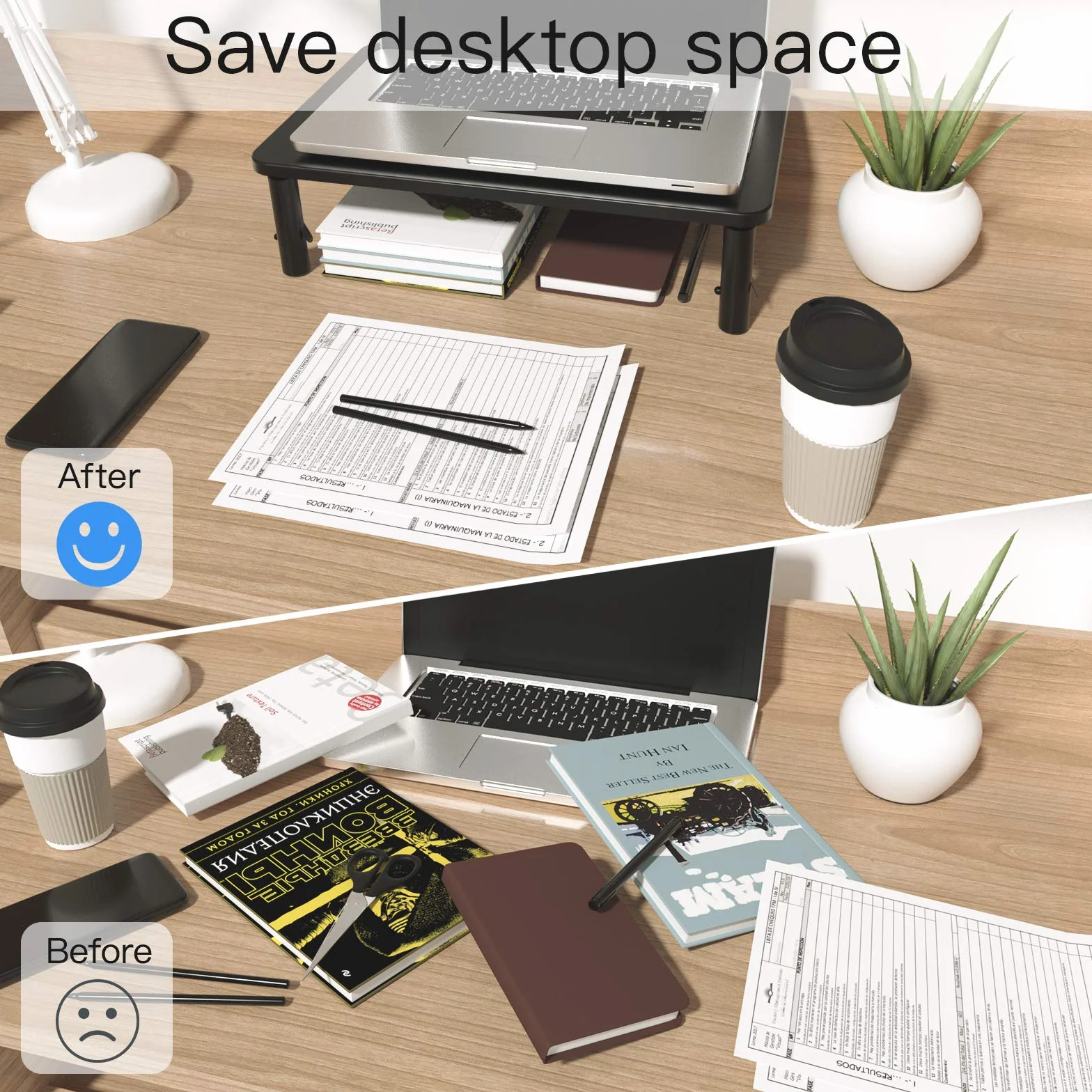 HUANUO Uchwyt na monitor – ergonomiczny i regulowany uchwyt na laptopa w 3 wysokościach z siatkową platformą do laptopa, komputera, iMaca, PC, drukarka do 20 kg