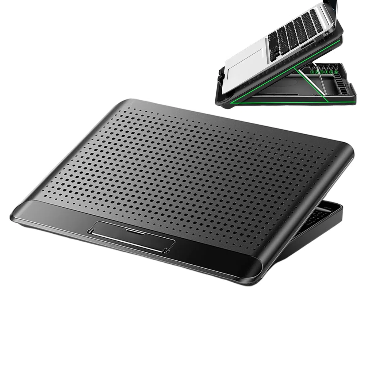 Wentylator do Laptopa Regulowana Cicha Podstawka Chłodząca | Cichy do Laptopa ze Stopu Aluminium z Wentylatorem Na Biurko Do Klawiatury Telefonu Tabletu Mieszkania