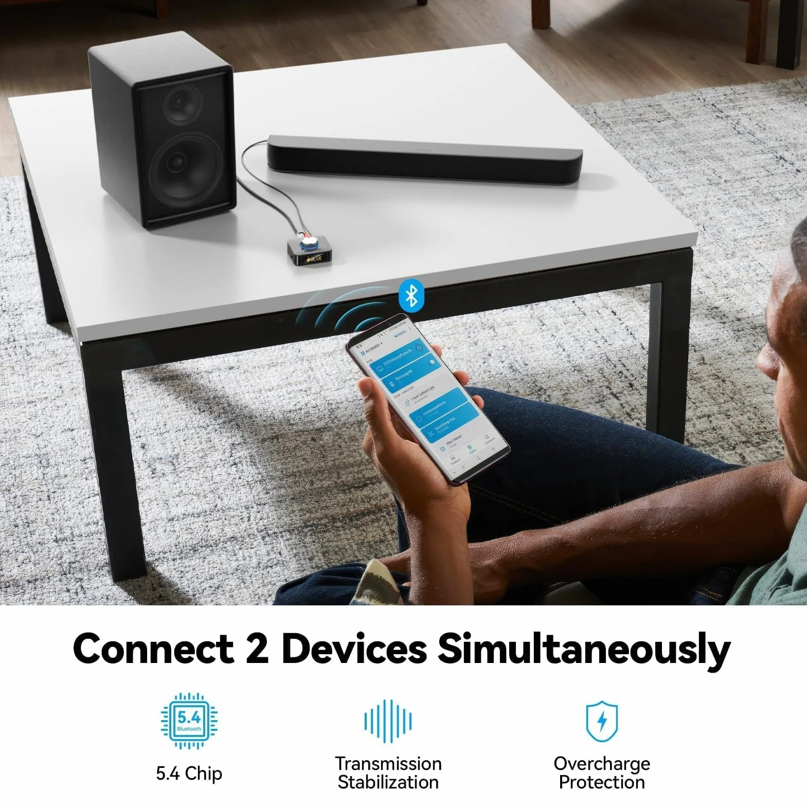 GlasFlength Adapter Bluetooth stereo, odbiornik Bluetooth 5,4 z kablem AUX 3,5 mm RCA Low Latency 49 ft, HiFi Bluetooth Audio Receiver do TV/głośnika/komputera stacjonarnego/projektorów