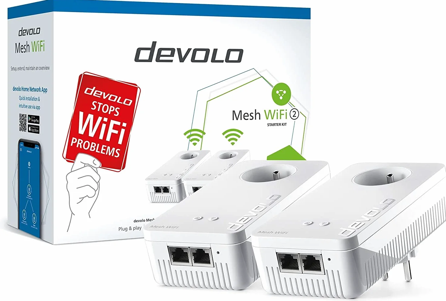 devolo Magic 2 WiFi 5 (ac) Zestaw multiroom: 3x adaptery PowerLine WiFi, gniazdo Gigogne (2400 Mbits, 5x porty Gigabit Ethernet) idealne do pracy i przesyłania strumieniowego, wtyczka francuska