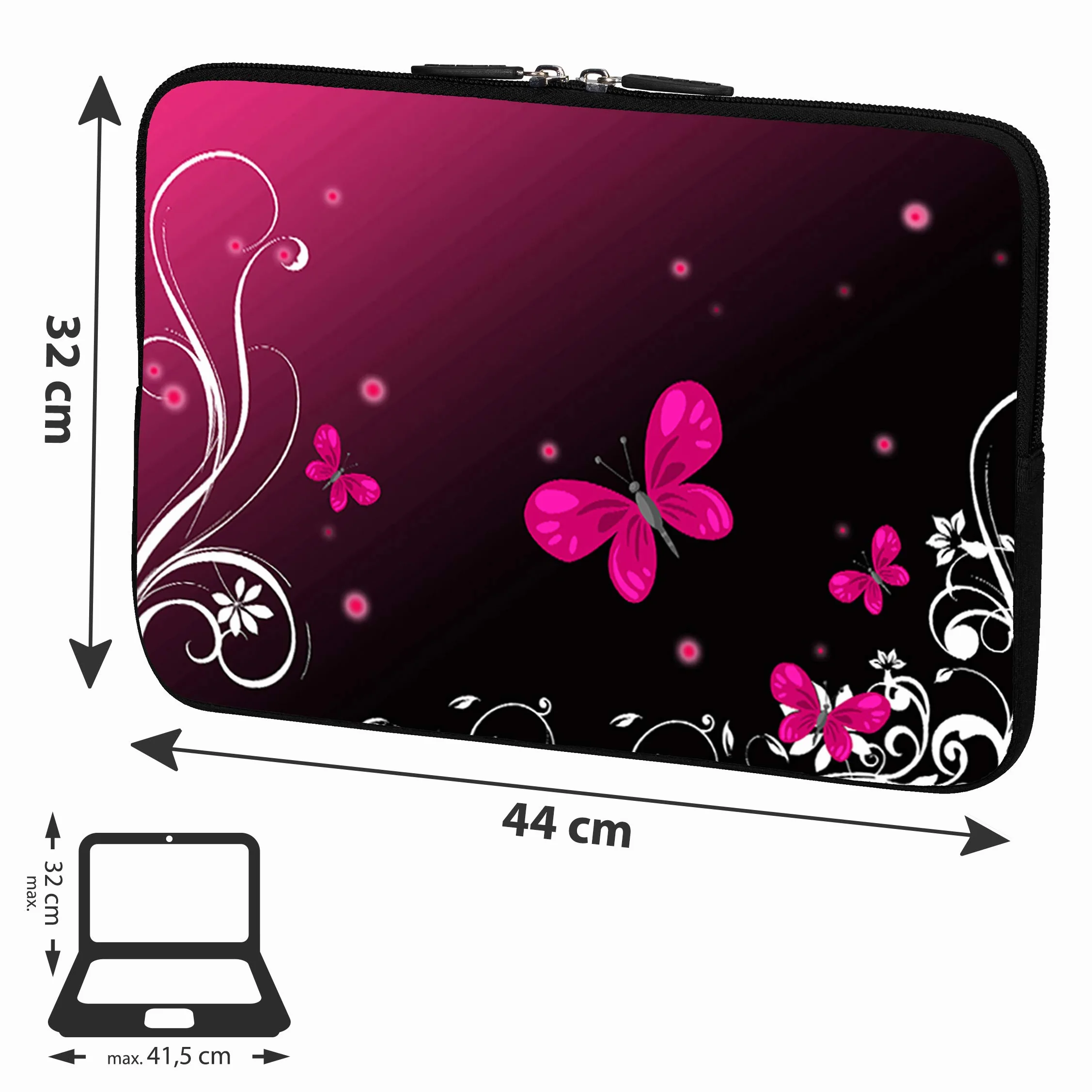 PEDEA Designerski pokrowiec ochronny na notebook do 17,3 cala (43,9 cm), motyl