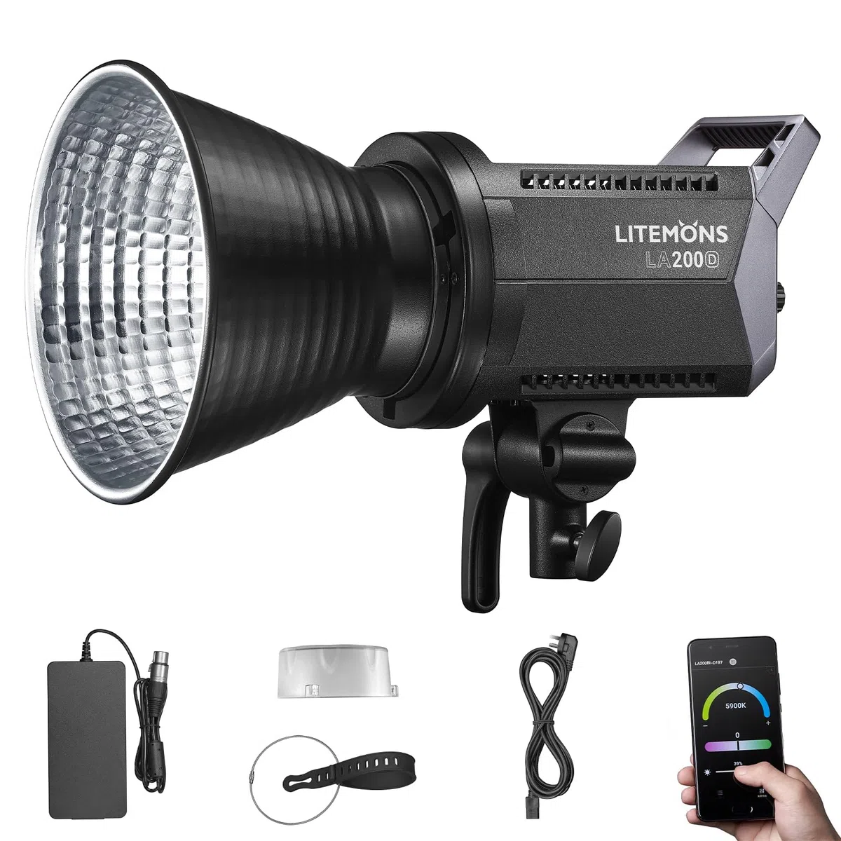 Godox LA200D 230 W LED światło dzienne lampa wideo, 5600 K CRI 96+ TLCI 97+, 101000lux@1 m, oświetlenie studyjne, fotografia z 8 efektami FX, montaż Bowens i kontrola aplikacji do transmisji na żywo,