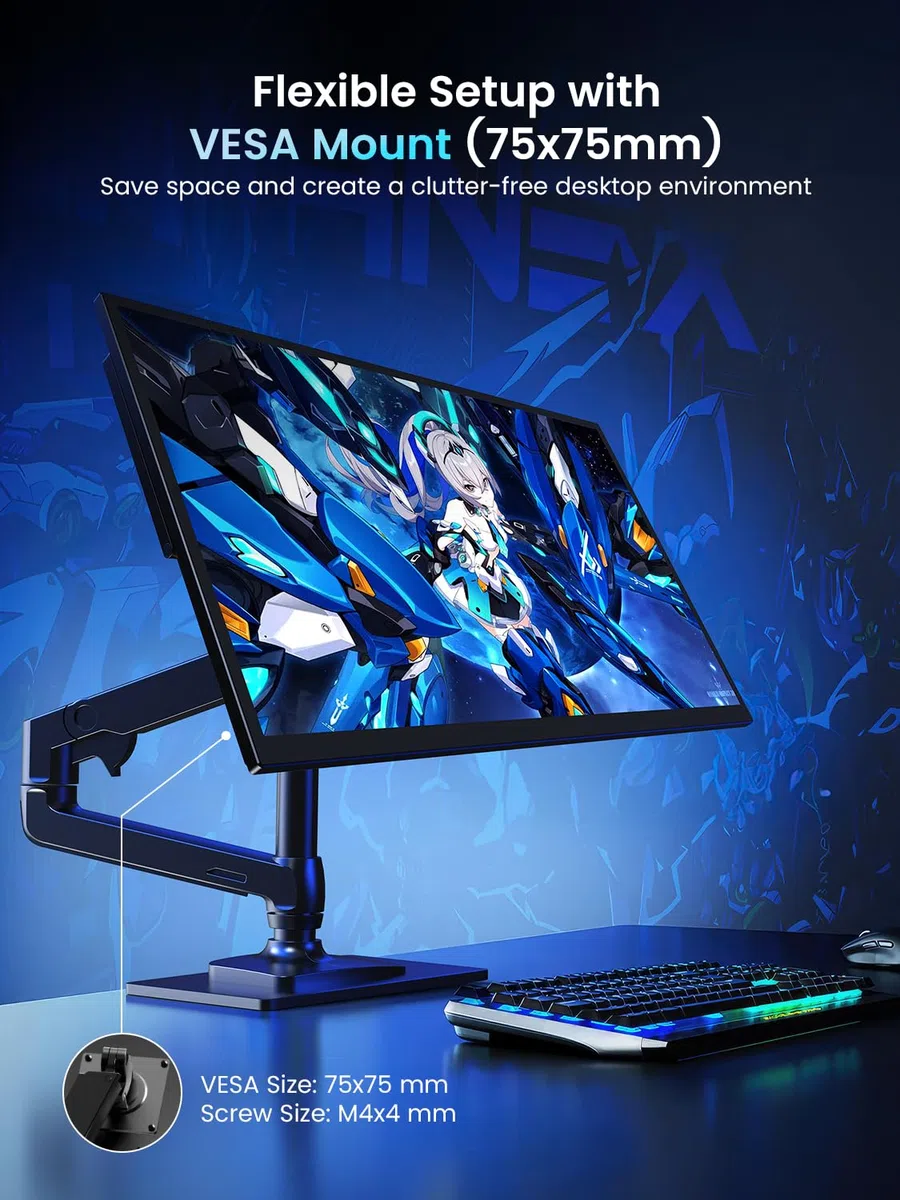Uperfect 18,5-calowy 120Hz przenośny monitor do gier z 1920 * 1080 Full HD ekranem IPS ochronnym dla oczu, USB C Mini HDMI dla laptopa, PC, telefonu komórkowego, PS4/5, Xbo, Raspb Pi, kompatybilny z
