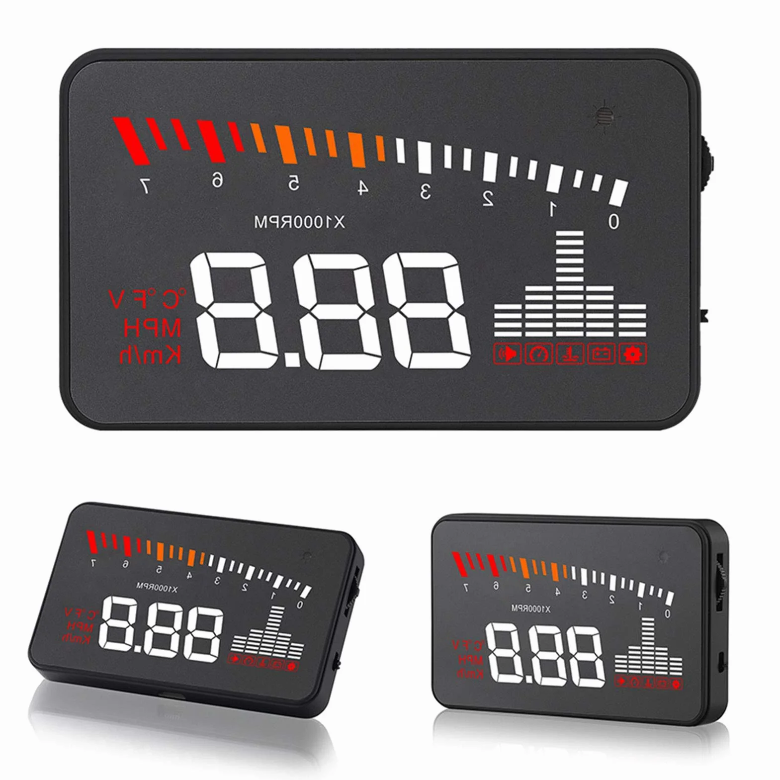 KIMISS Uniwersalny wyświetlacz HUD 3,5" dla samochodu z systemem OBD2-X5 - alarm, ostrzeżenia