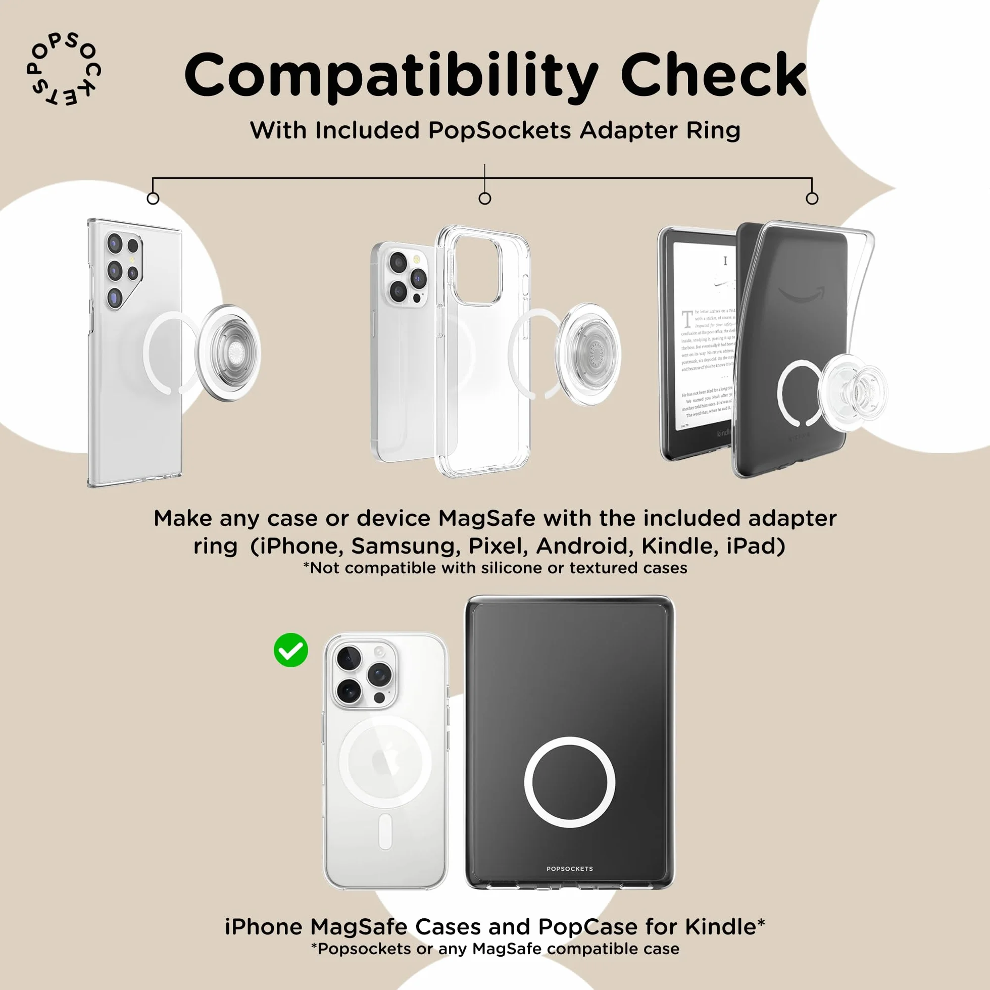 PopSockets Uchwyt do telefonu MagSafe z podpórką, stojak magnetyczny, wymienna góra, bezpieczne trzymanie etui MagSafe, uchwyt na telefon i tablet - Nightshade