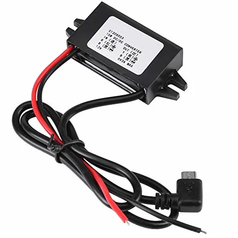 OTVEE Konwerter DC 12V do 5V/3A, Micro USB, Wyświetlacz LED Samochodowy, Zasilacz Converter, Moduł Transformator Adapter