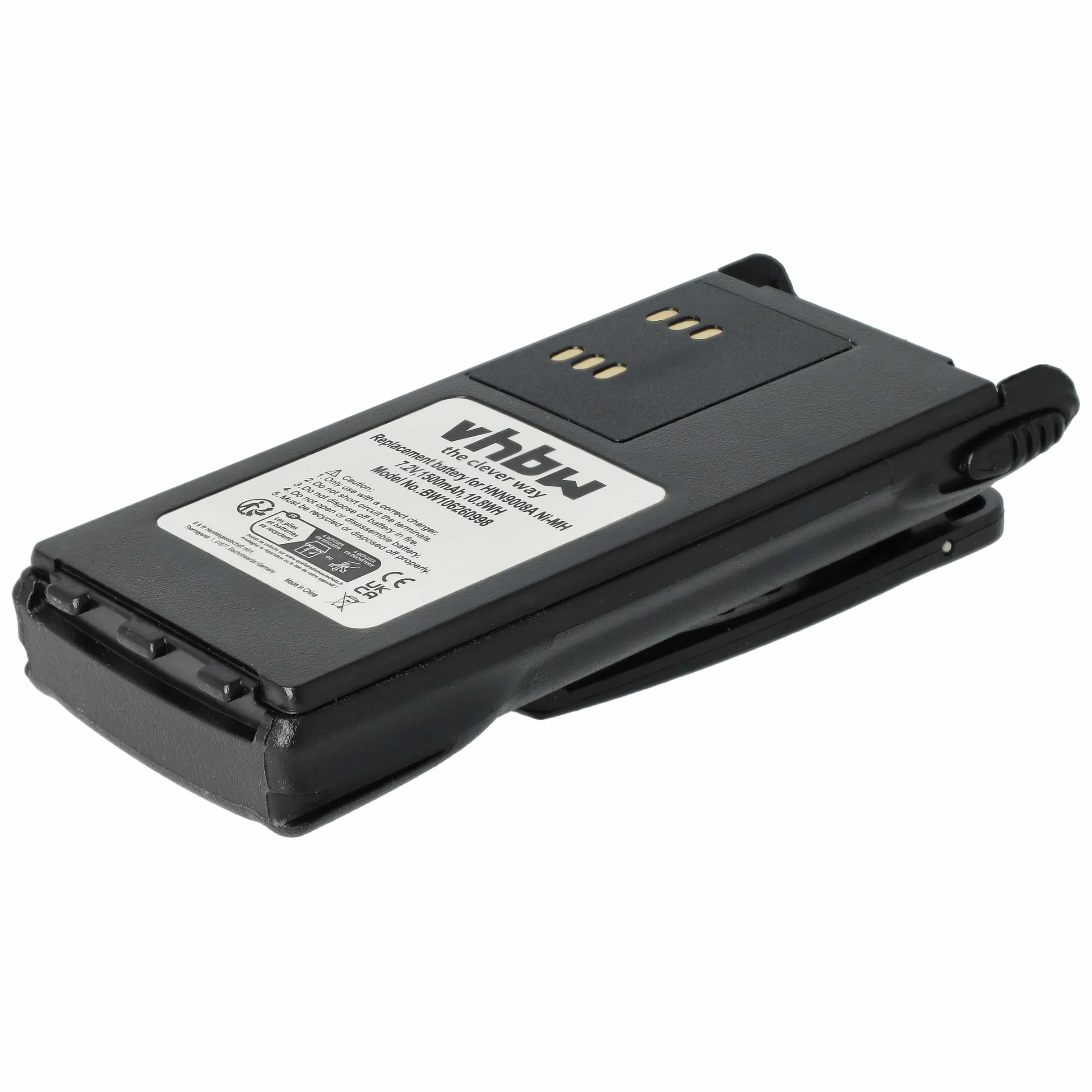 vhbw Bateria kompatybilna z Motorola GP338, GP340, GP360, GP380, GP540, GP580, krótkofalówka walkie (1500 mAh, 7,2 V, NiMH) + klips do paska