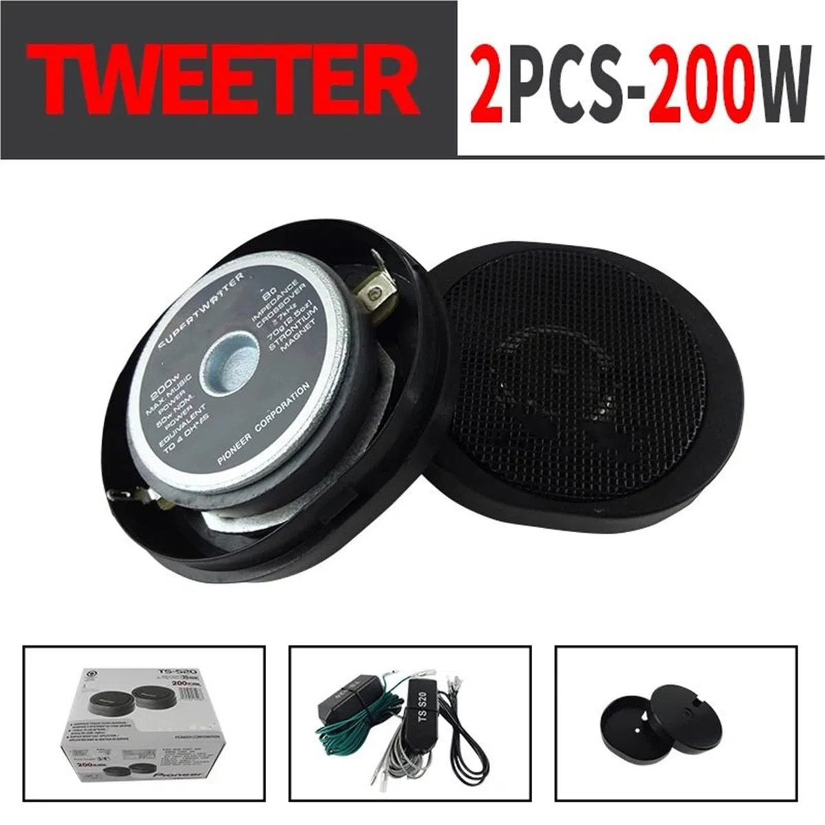 Głośnik Samochodowy 1 para pasuje do TS-S20 Komponent wysokiej mocy Głośnik audio o wysokiej częstotliwości Zmodyfikowane akcesoria samochodowe Maks. 200 W Głośnik Wysokotonowy