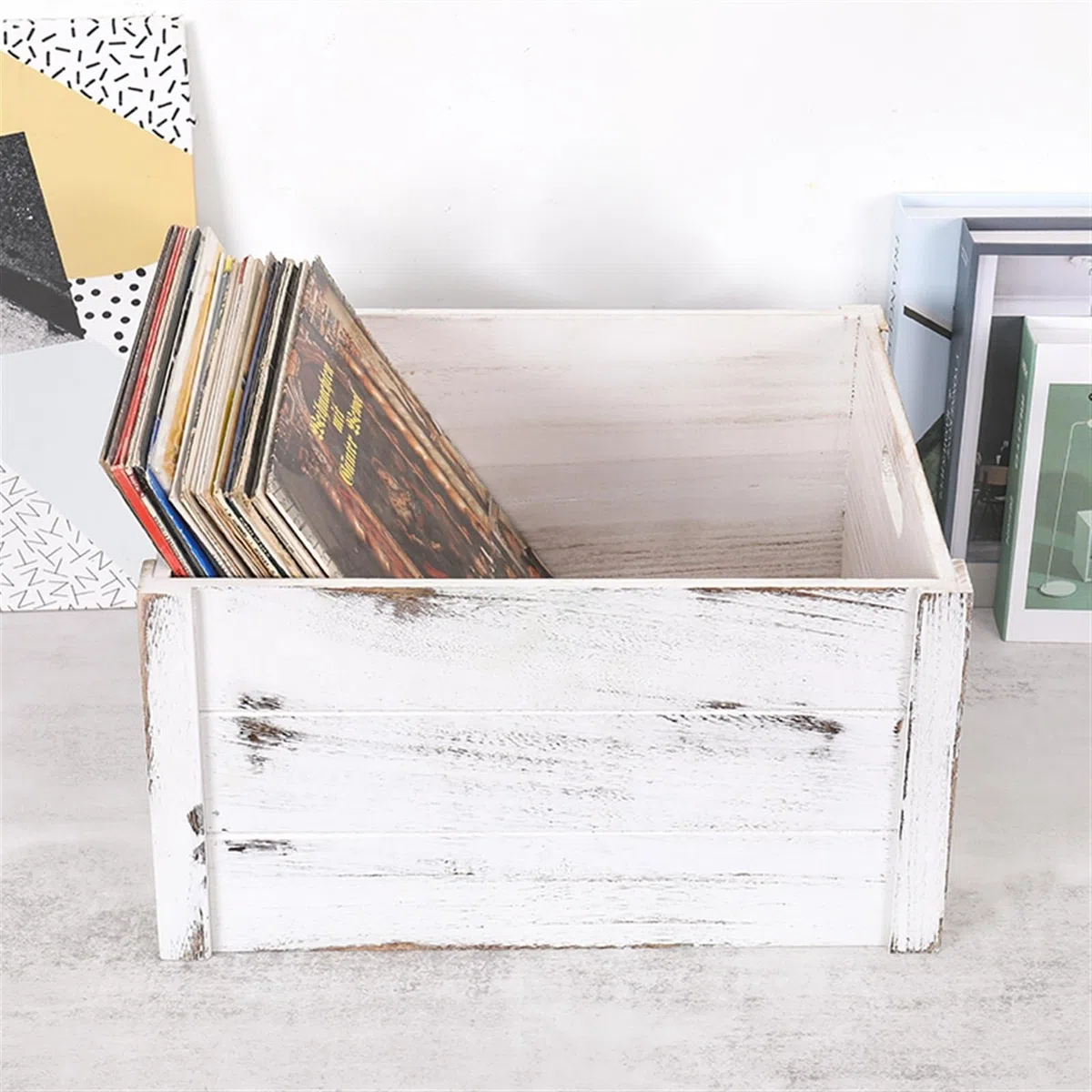 Stojak do przechowywania płyt CD, skrzynka do przechowywania płyt winylowych, retro vintage etui do przechowywania płyt z uchwytem, drewniany uchwyt do przechowywania albumów, organizer na płyty,