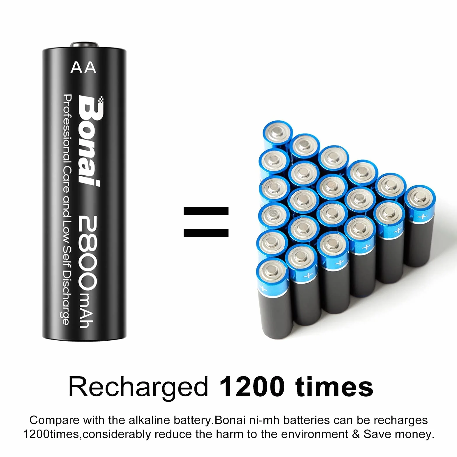BONAI Akumulatory AA NI-MH 2800 mAh 1,2 V 16 sztuk
