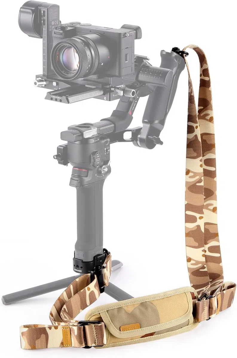 NEEWER RS4 RS3 Gimbal pasek na ramię, redukujący wagę, wyściełany, regulowany pasek z podstawą, szybkie odpinanie, klamra QD, kompatybilny z DJI RS4 RS4 Pro RS3 RS3 Pro RS2, moro, GA018