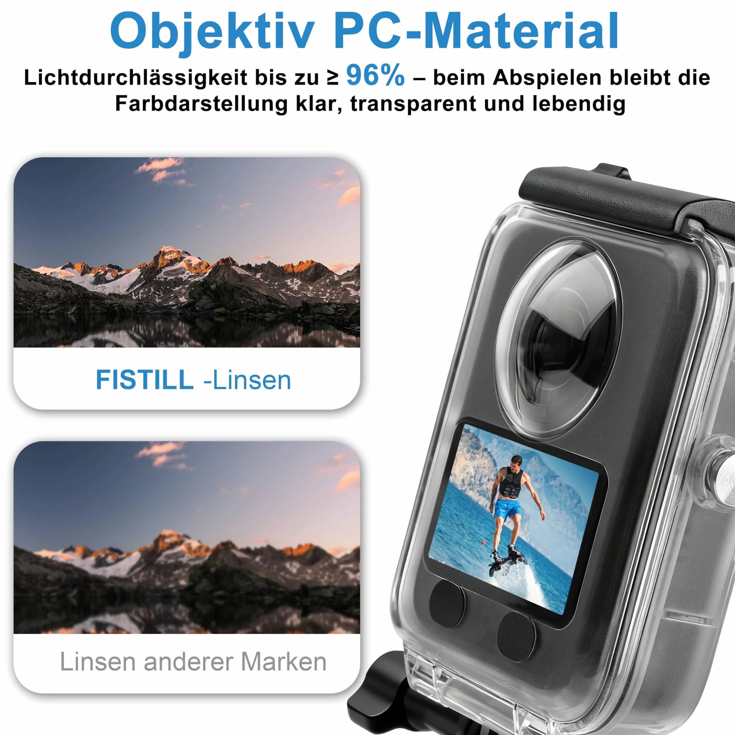 FitStill Wodoszczelna obudowa do DJI OSMO 360, 45 m, łatwa instalacja, odporna na nacisk, obudowa ochronna do fotografii podwodnej, DJI osmo 360 akcesoria ochronne
