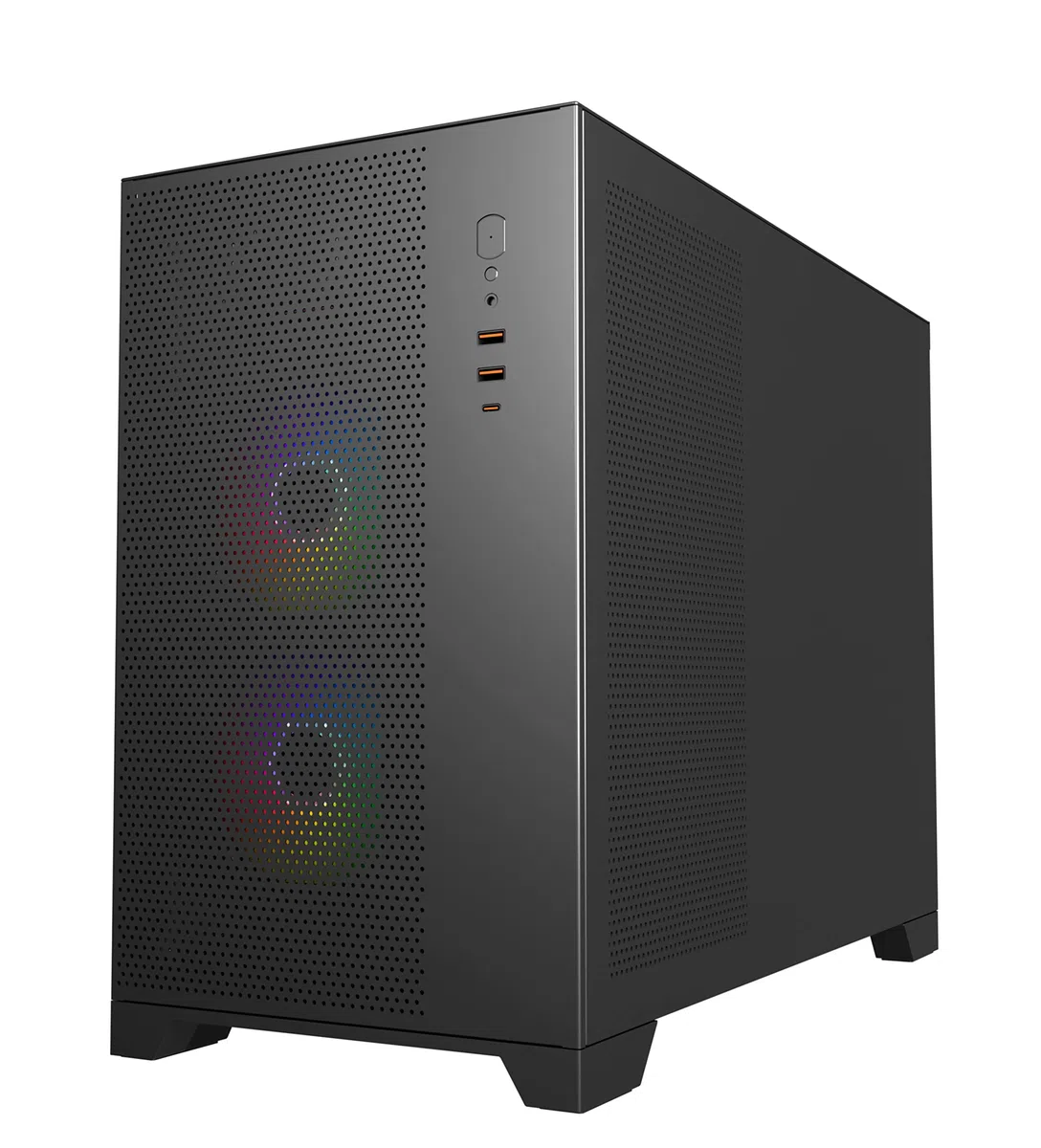 P480MB-E RGB ATX PC obudowa (4 x 12 cm modułowy wentylator ARGB Pirate Oko, zarządzanie kablami, 10-portowy koncentrator wentylatora, PWM, SYNC) czarna
