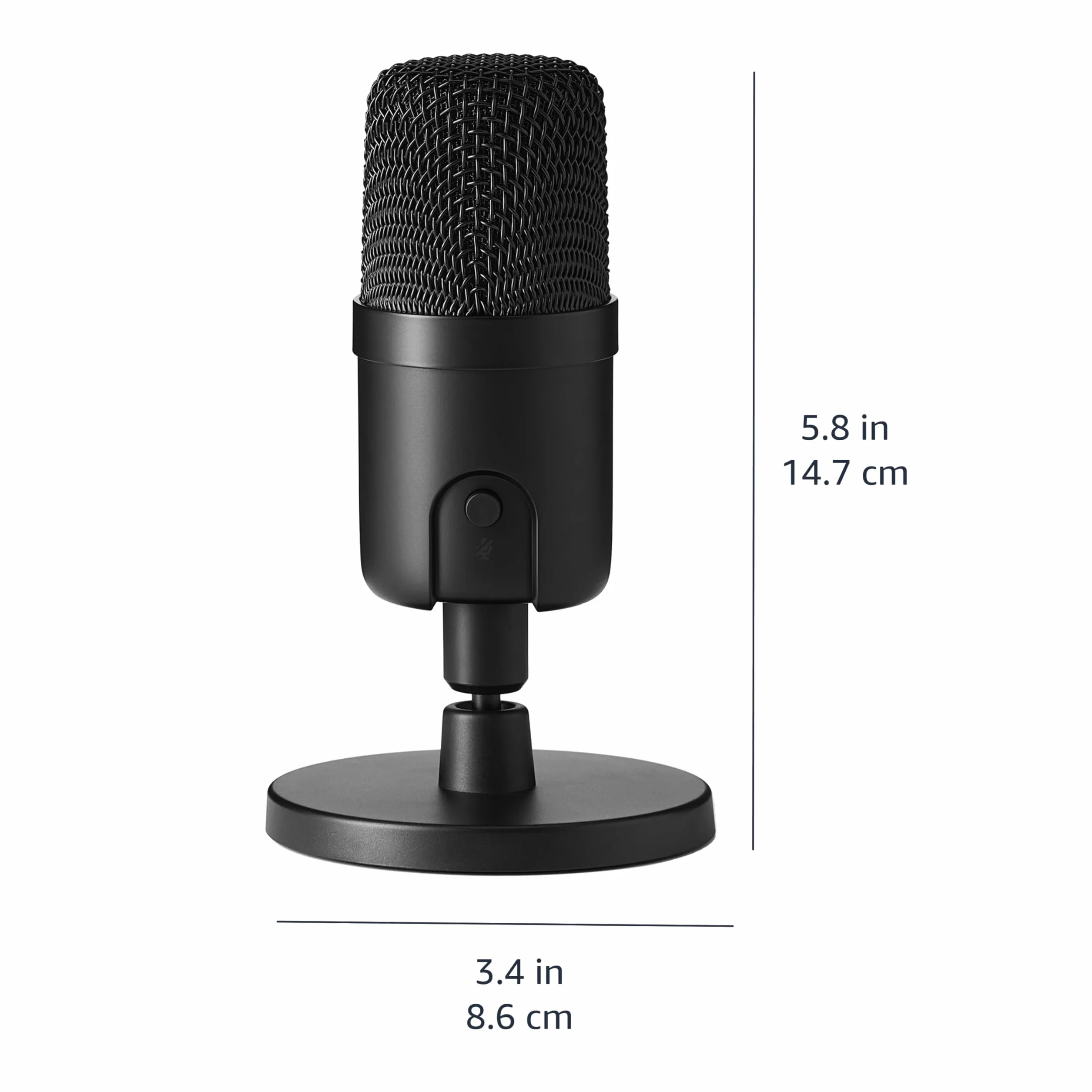 Amazon Basics Mikrofon Pojemnościowy Mini USB do Strumieniowania, Gier, Podcastów, z Przetwornikiem Kardioidalnym, 147,32 × 19,05 mm (5,8 × 3,4 Cala), Czarny