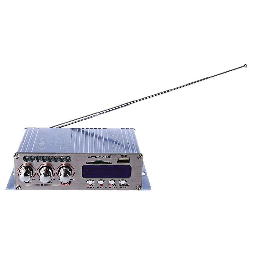 DollaTek 12 V Hi-Fi cyfrowy wzmacniacz audio stereo USB SD DVD FM Audio stereo radio MP3 g?o?nik samochodowy wzmacniacz Bluetooth HiFi Mini 2-kana?owy wy?wietlacz cyfrowy odtwarzacz zasilania do