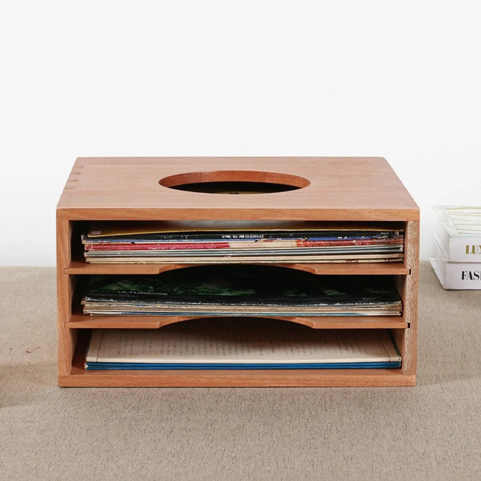 Drewniany stojak na płyty i winylowy stojak Sto – uchwyt na płyty CD i album do pokoju muzycznego pomieści ponad 40 płyt 30 cm, dla miłośników muzyki