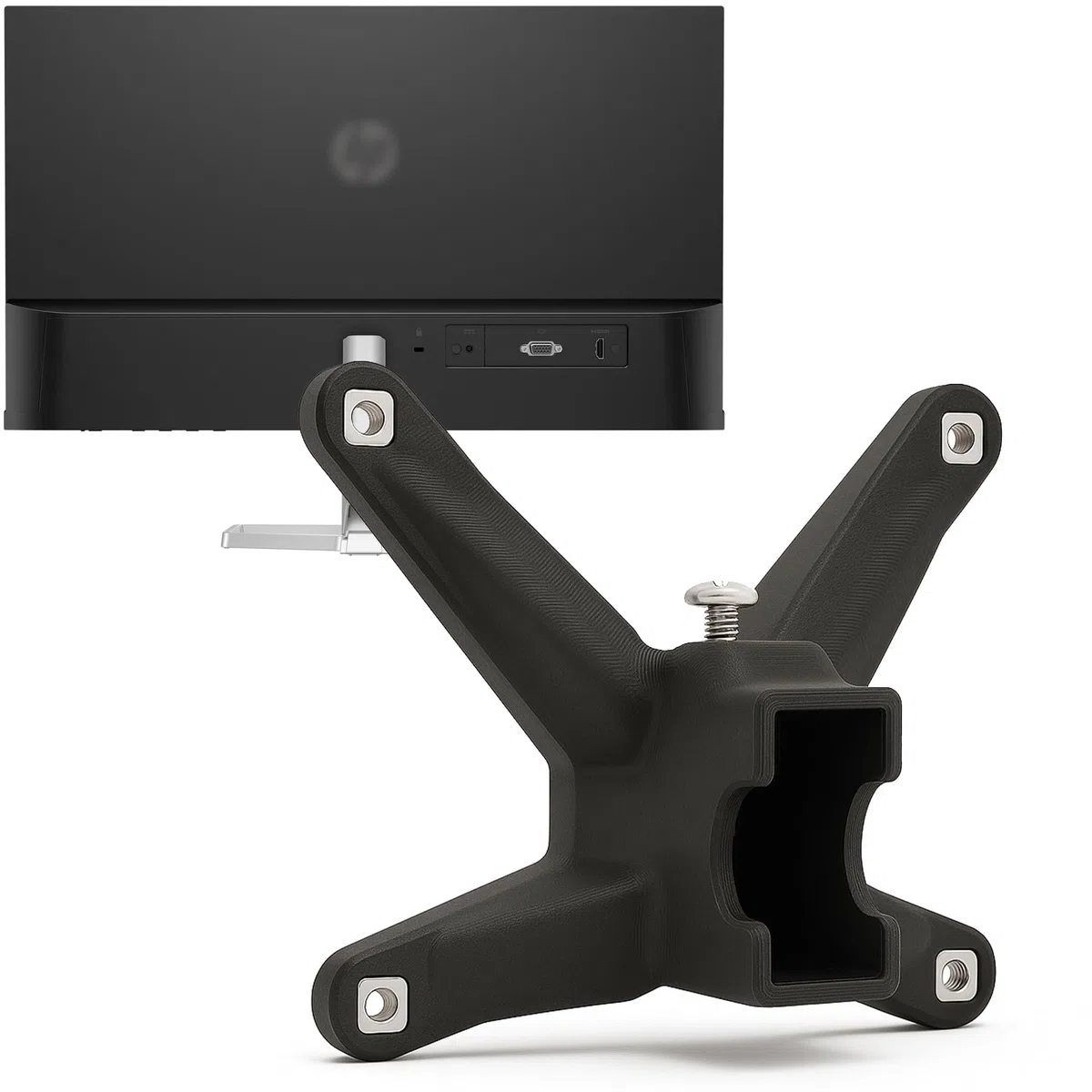3IDEE Adapter VESA do monitorów HP (M22f, M24f, M24fw, M24fd, M27f, M27fw, M27fq, M27fd, M32f, M32fw) - Adapter do montażu monitora 75x75 mm - do monitorów bez złącza VESA
