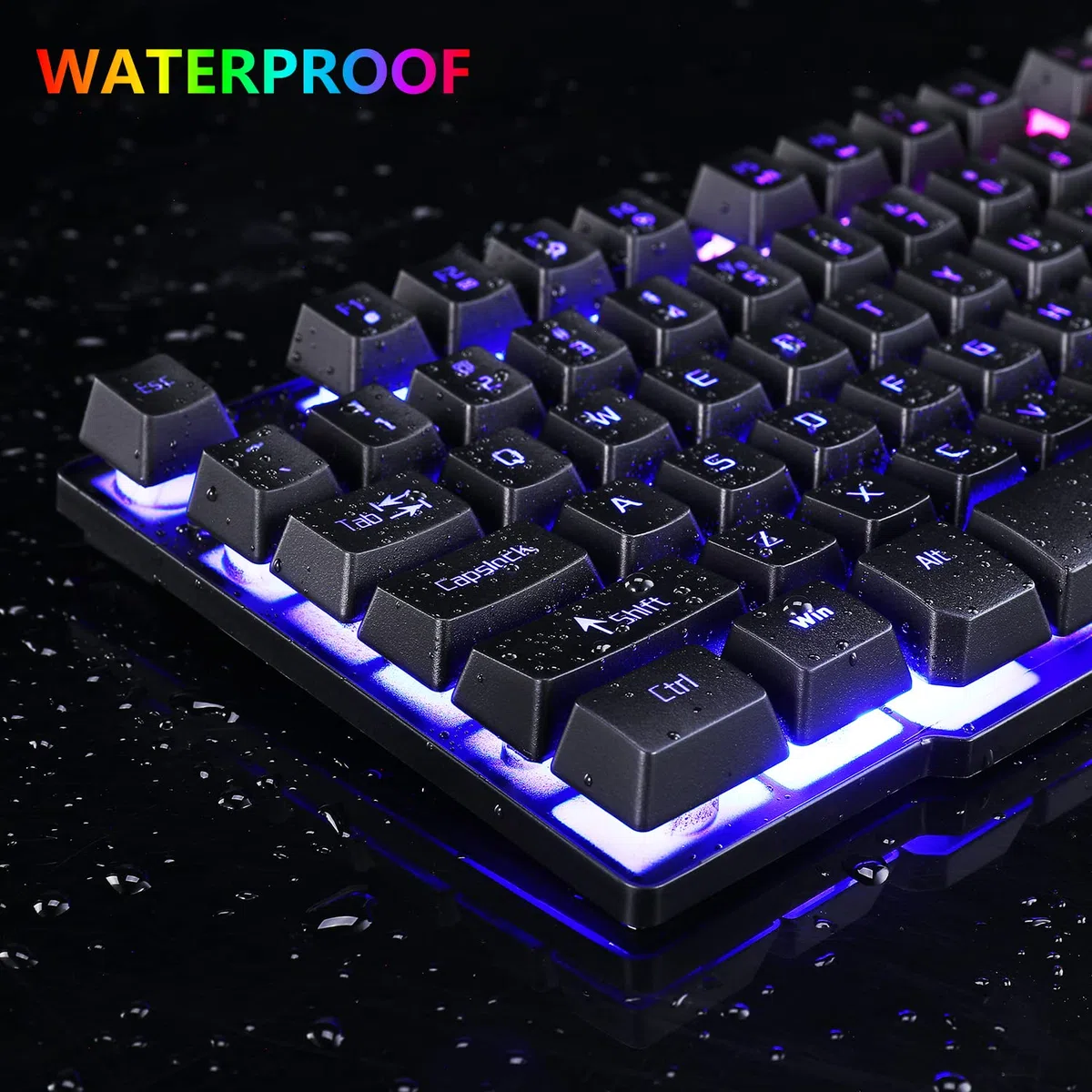 Klawiatura do gier RGB i kolorowa mysz, przewodowe podświetlenie LED USB mysz do gier i klawiatura do laptopa PC gier i pracy, blask liter, uczucie mechaniczne