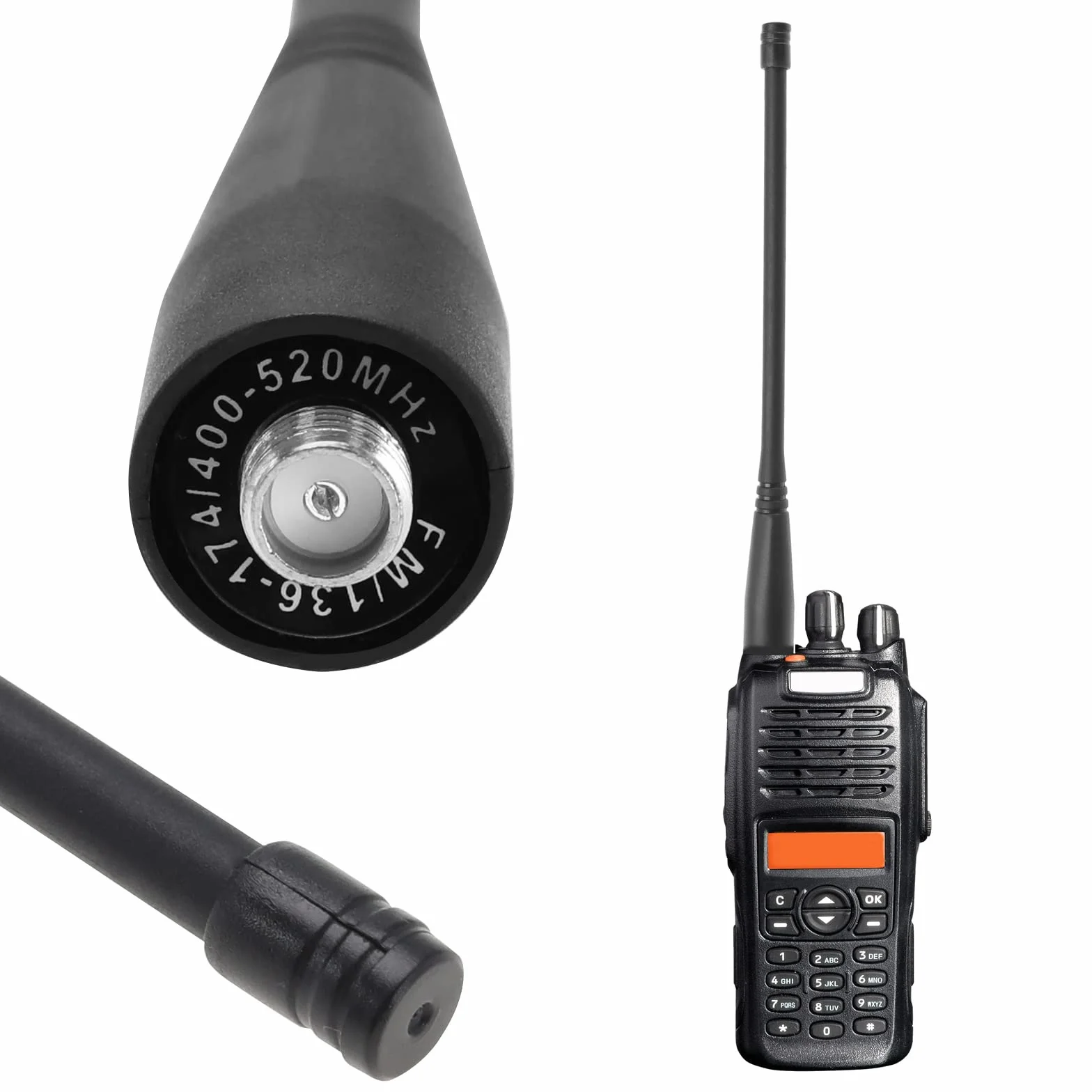 EMSea Dwuzakresowa antena VHF 136-174MHz UHF 400-520MHz SMA-żeńska antena kompatybilna z radiem ręcznym Baofeng GT-3 UV-5R UV5RE UV5RA 50 omów Impedancja 17 cm