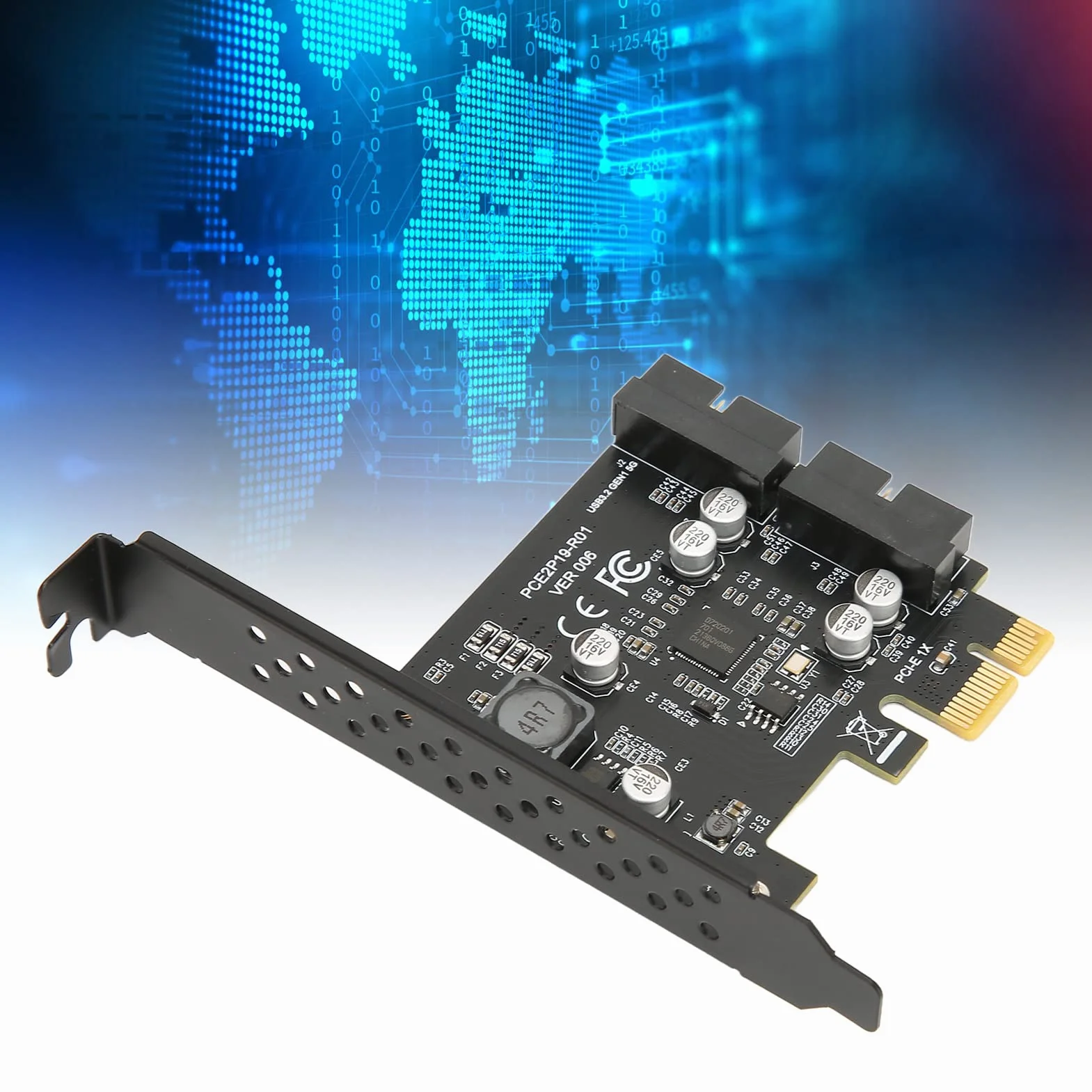 Karta rozszerzeń PCIe USB 3.2 Gen1 5 Gb/s Podwójny Port 19-pin Metal