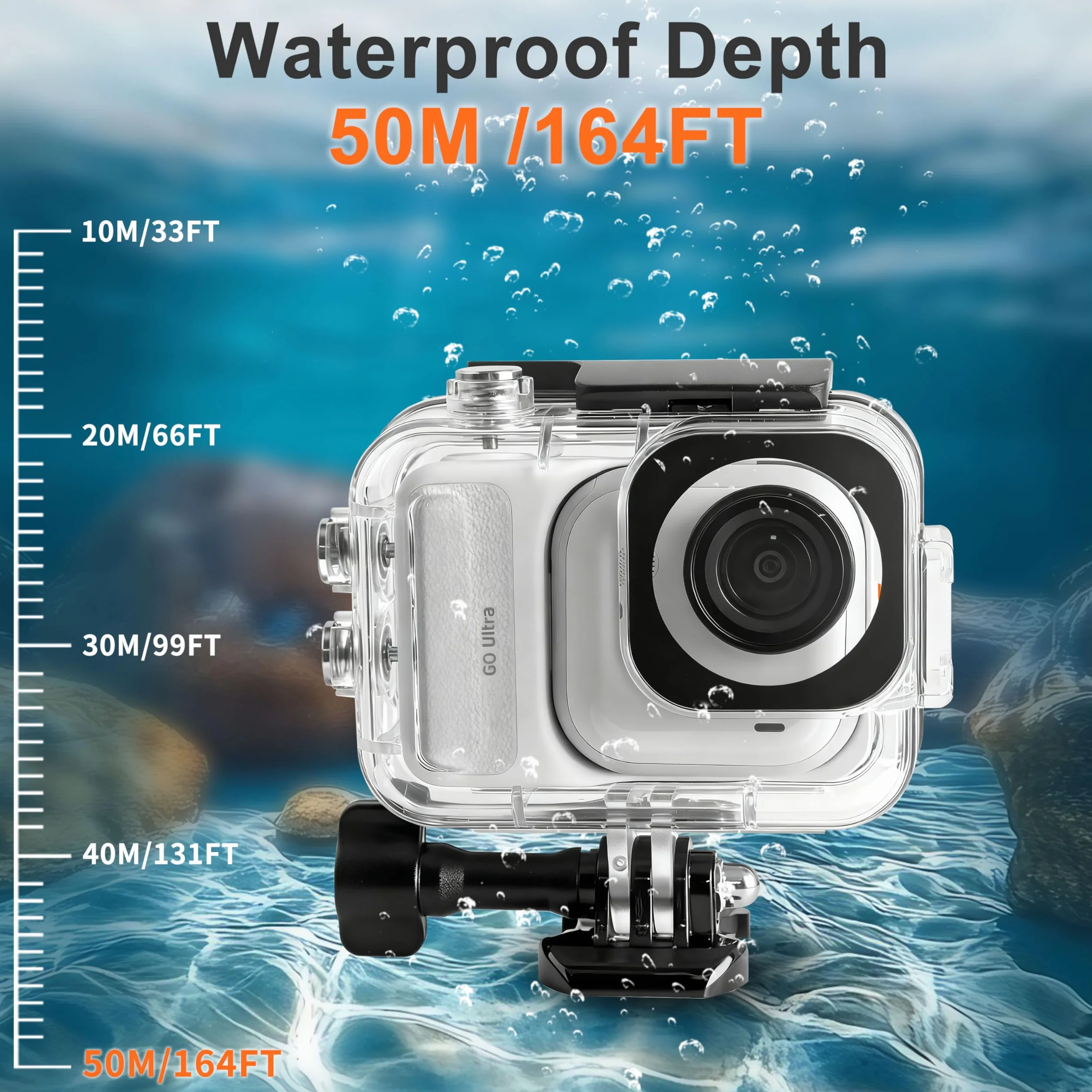 FitStill Wodoszczelna obudowa do Insta 360 go Ultra, 50 m / 164 ft, obudowa ochronna przed nurkowaniem, można zainstalować kamerę Go Ultra i jej moduł rozszerzający, ochrona przed kurzem, akcesoria Go