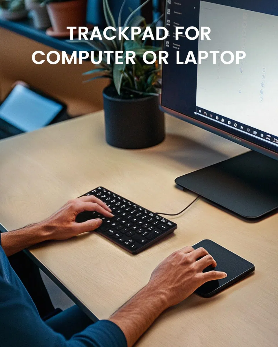 Perixx PERIPAD-706 Touchpad USB Slim Wireless - Połączenie z maksymalnie 3 urządzeniami obsługującymi Bluetooth lub 2,4 GHz - Ładowalny kabel USB-C - Duży rozmiar 13,5 x 11,6 x 1,4 cm - czarny