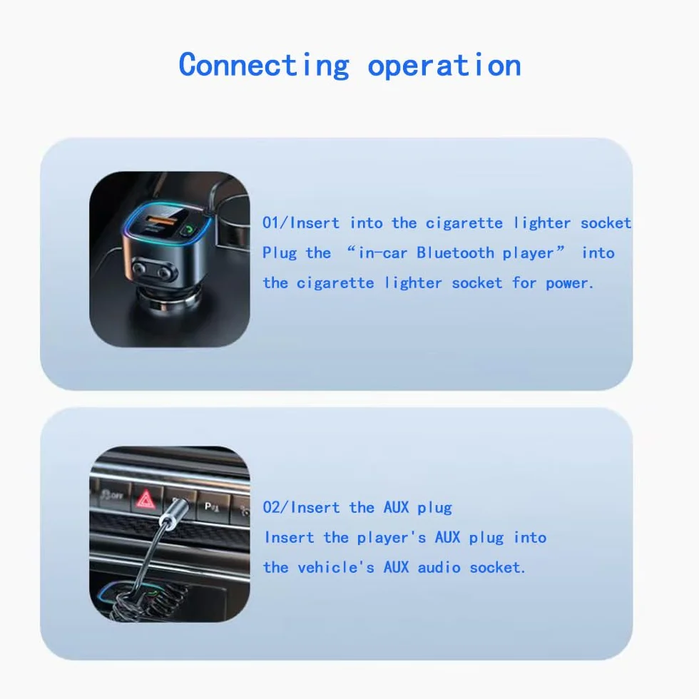 Adapter Bluetooth Aux 5.4 USB C do zapalniczki samochodowej z kablem spiralnym jack 3,5 mm, szybka ładowarka PD 30W QC 12W