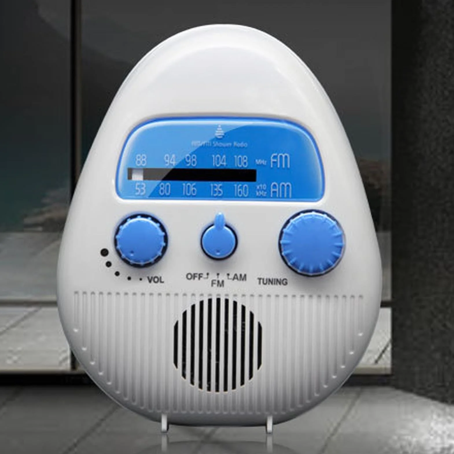 AM FM Shower Radio Wbudowany Głośnik, Wodoodporne Wiszące Radio łazienkowe z Obrotowym Pokrętłem dla łatwej Kontroli Objętości Tuningu, Mini Przenośne Radio z Akumulatorem