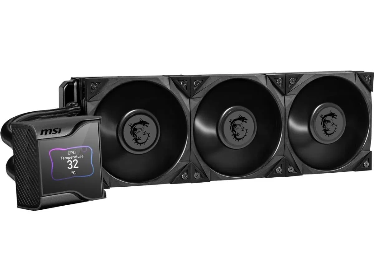 MSI 9S6-6A0521-001 MEG CORELIQUID S360 chłodziarka procesora AIO '360 mm grzejnik, blok wodny LCD 2,4", 3 x 120 mm cichy wentylator PWM, centrum MSI, Intel i AMD Ready, obsługuje LGA 1700'