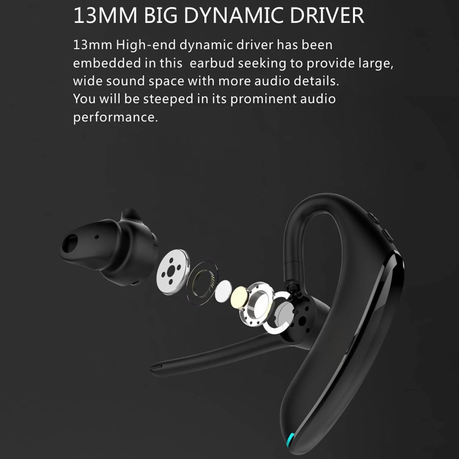 Zestaw Słuchawkowy Bluetooth F910 V5.0 EDR, Jednouszna Bezprzewodowa Słuchawka z Mikrofonem Redukcja Szumów, Konstrukcja Zawieszana na Uchu