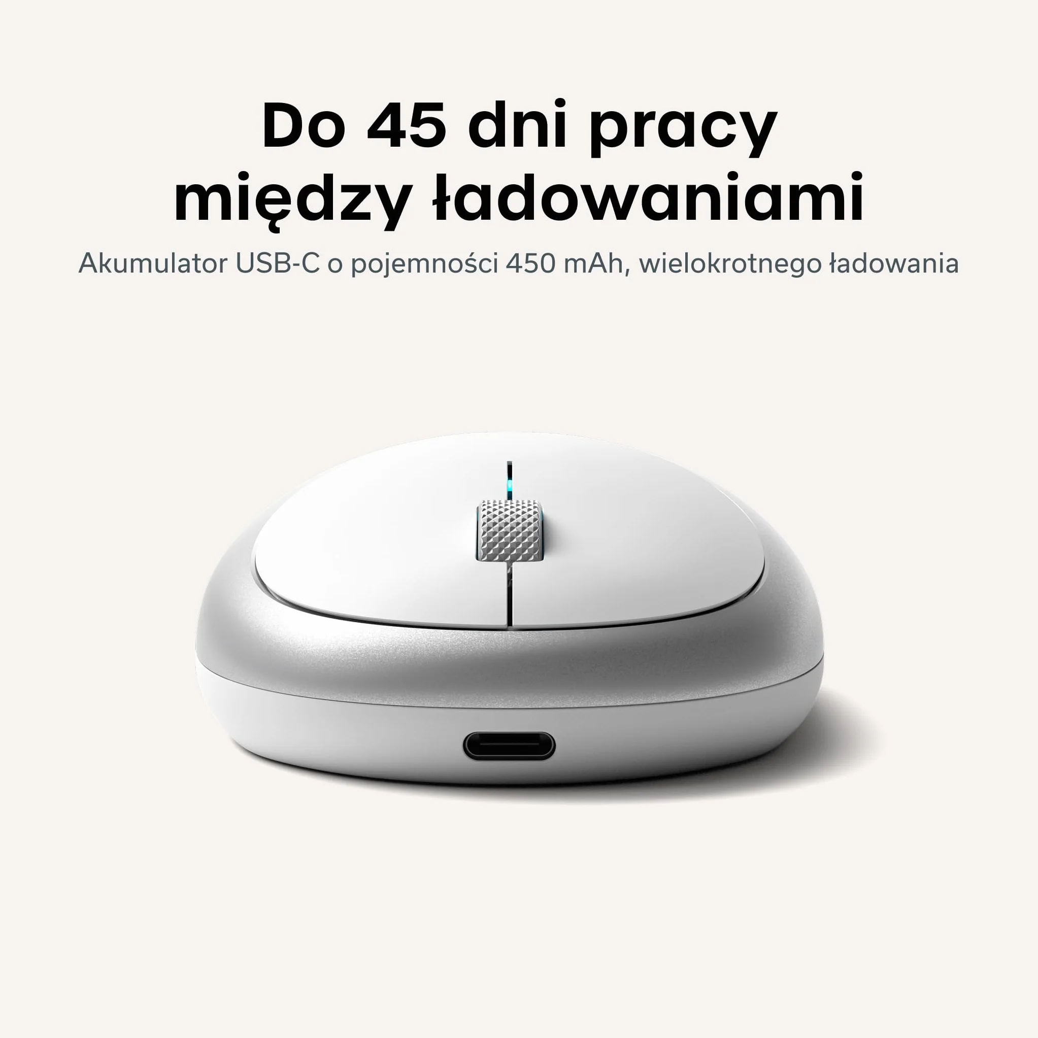 SATECHI Mysz bezprzewodowa M1 aluminium USB-C 1200 DPI Bluetooth srebrna