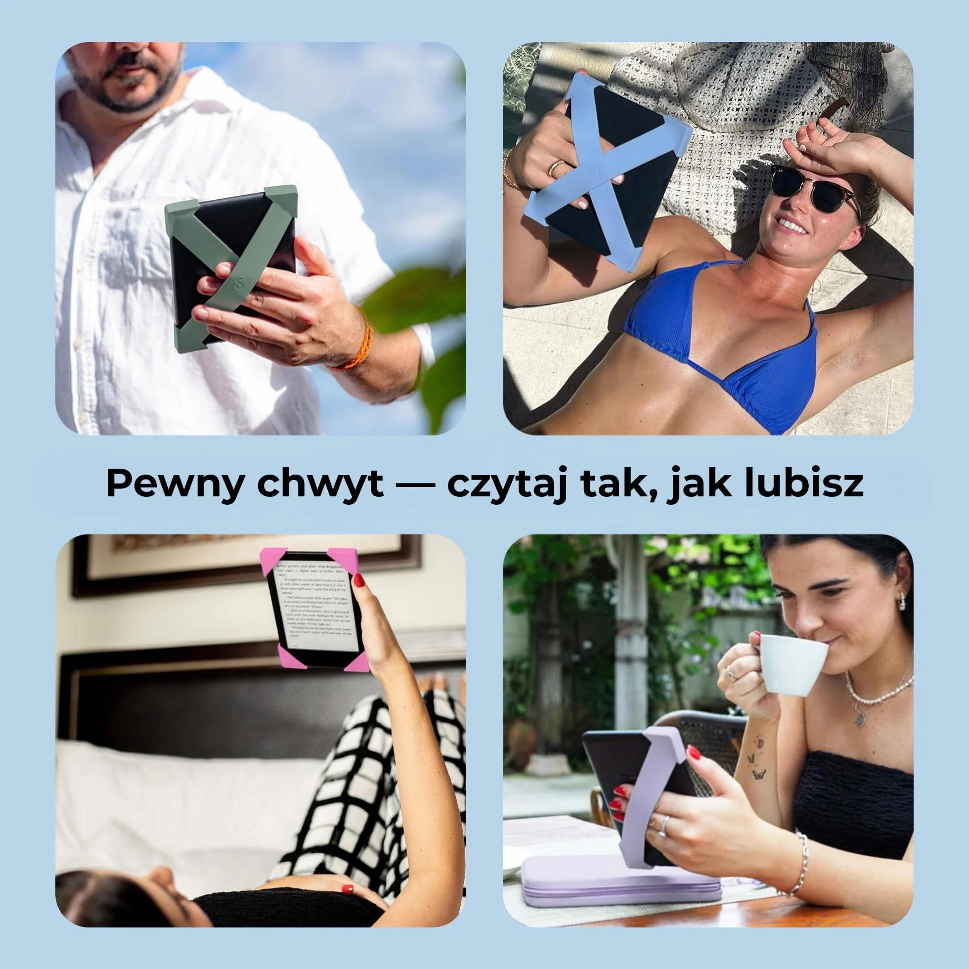 Strapsicle Pasek na Dłoń do Kindle Paperwhite 2024/2021 Signature Kobo Colorsoft 2 Paski Lekki Uchwyt do Czytania Rozmiar L Różowy