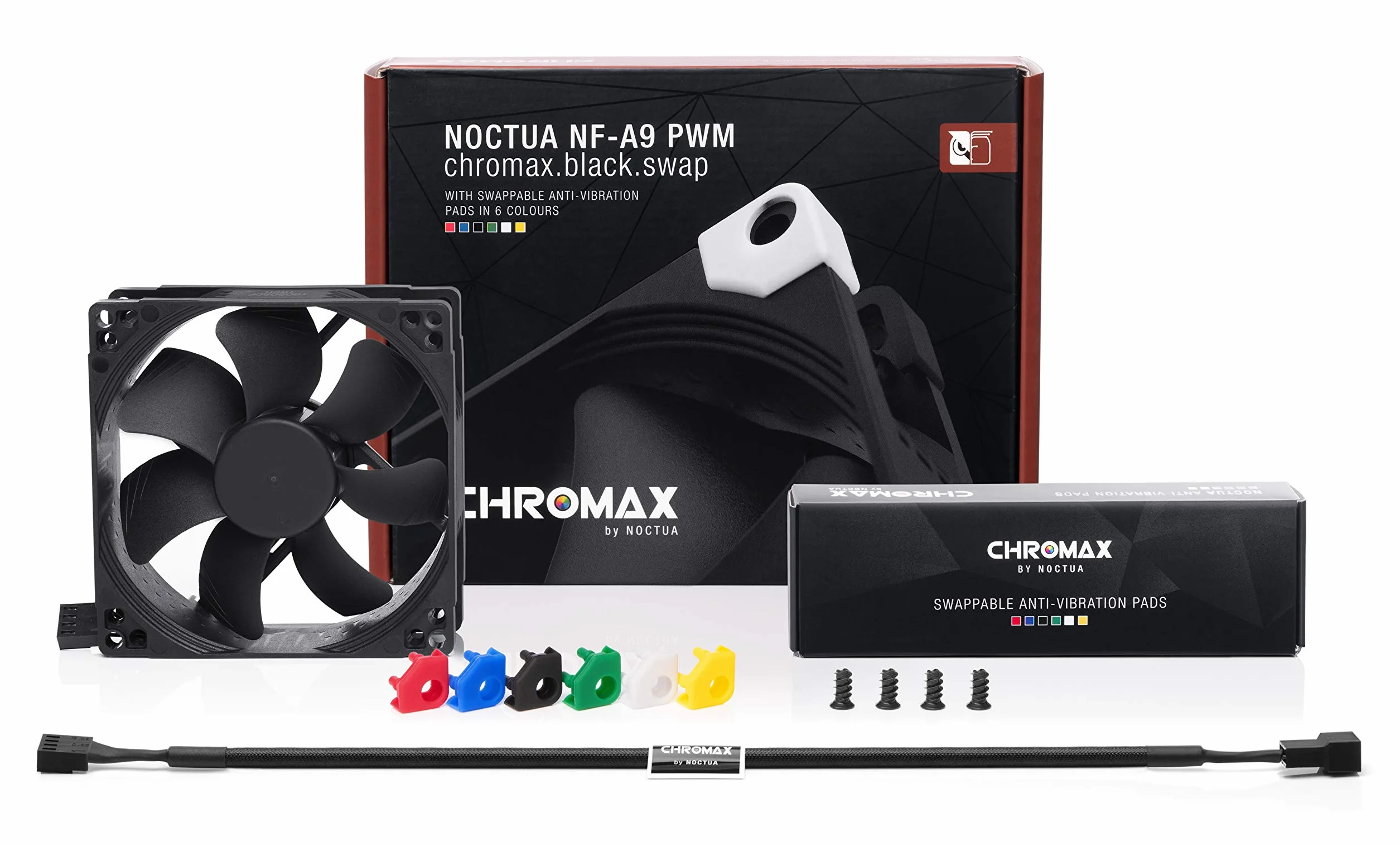 Noctua NF-A9 PWM chromax.black.swap, Cichy, 4-Pinowy Wentylator Klasy Premium (92 mm, Czarny)