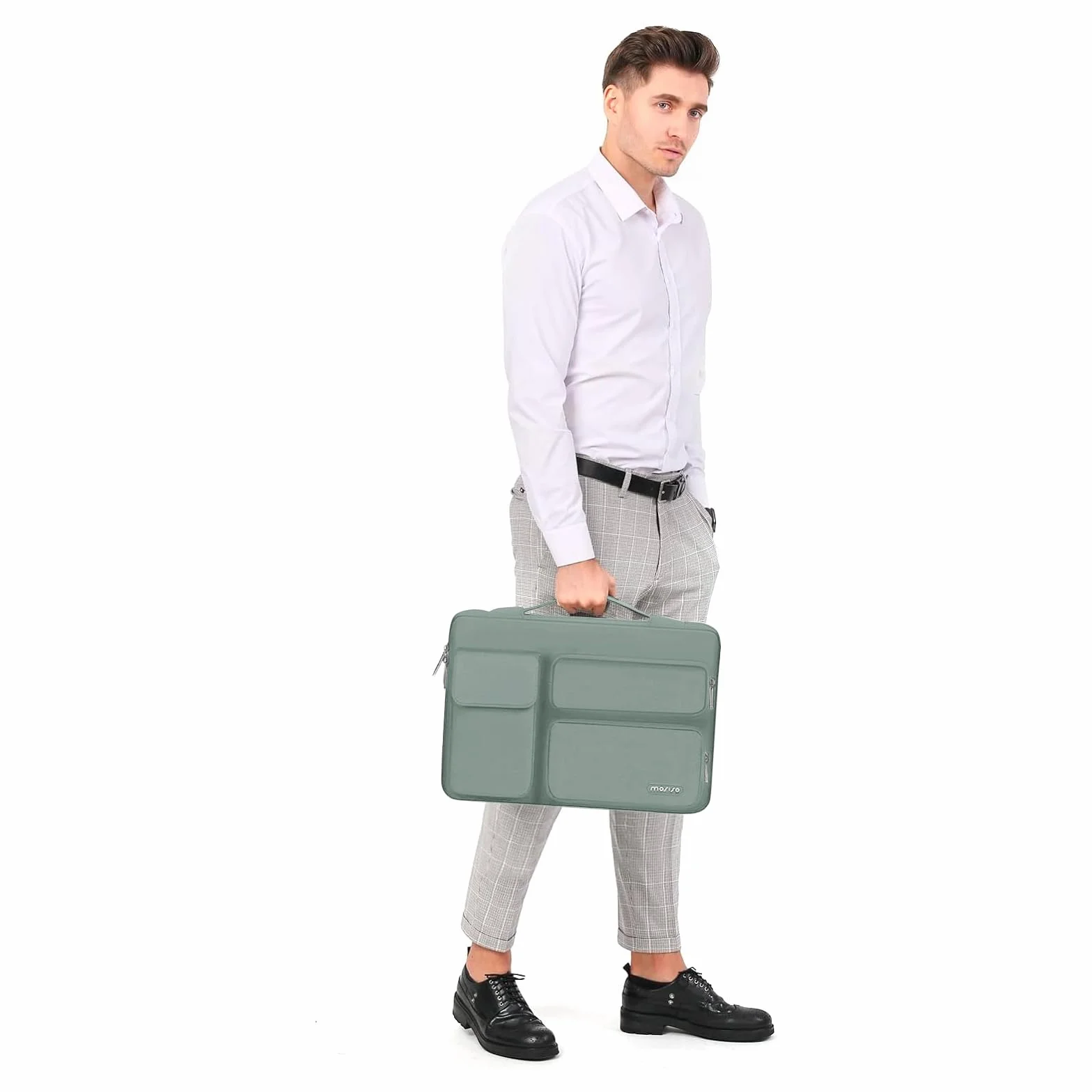 MOSISO Ochronny pokrowiec na laptopa 360 33.8 cm, pokrowiec na laptopa 13–13,3 cala, kompatybilny z MacBook Air/Pro 13/Pro 14, HP Dell ASUS Lenovo, otwierana z boku torba z 2 podniesionymi i 1