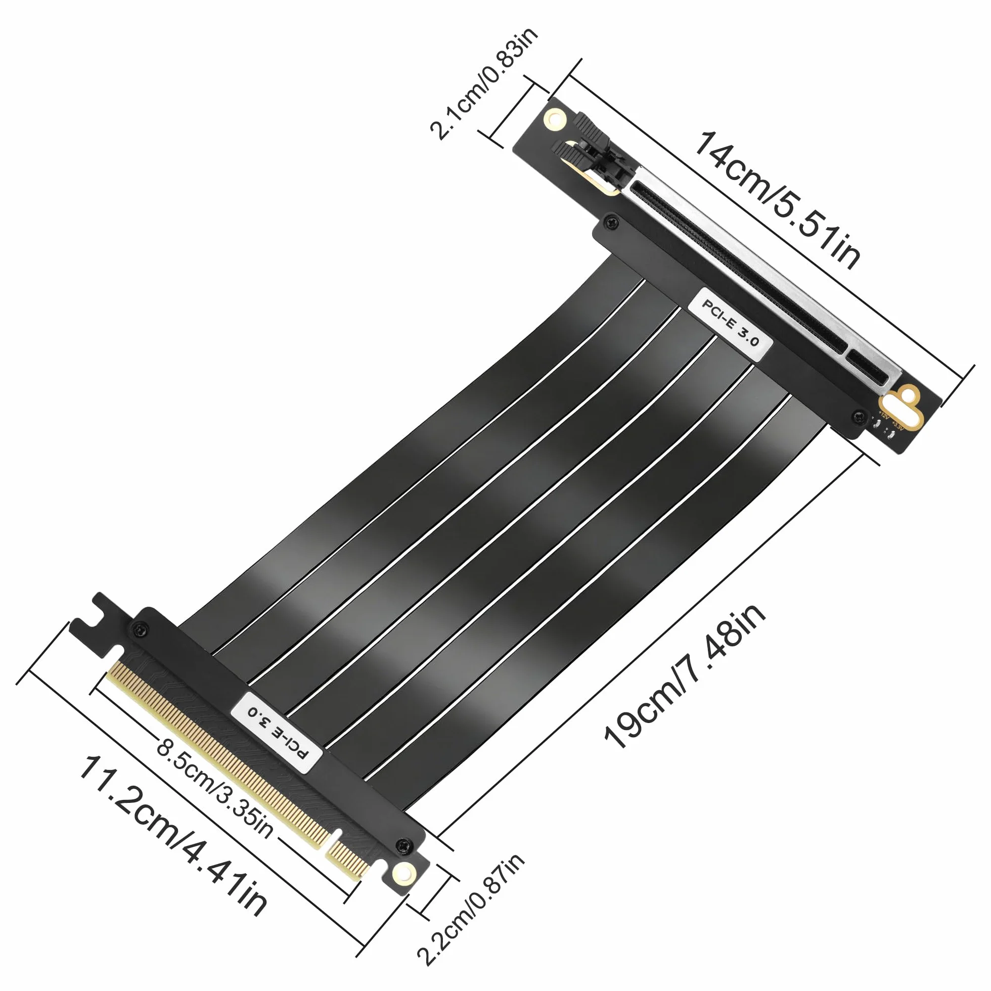 XMSJSIY PCI-E 3.0 16x Riser Kabel Przedłużacz karty ekranowej ekranizowana karta wysokoprędkowa montaż pionowy PCIe 3.0 16x złącze do gniazda pod kątem 90 stopni karta graficzna Wsparcie RTX3060