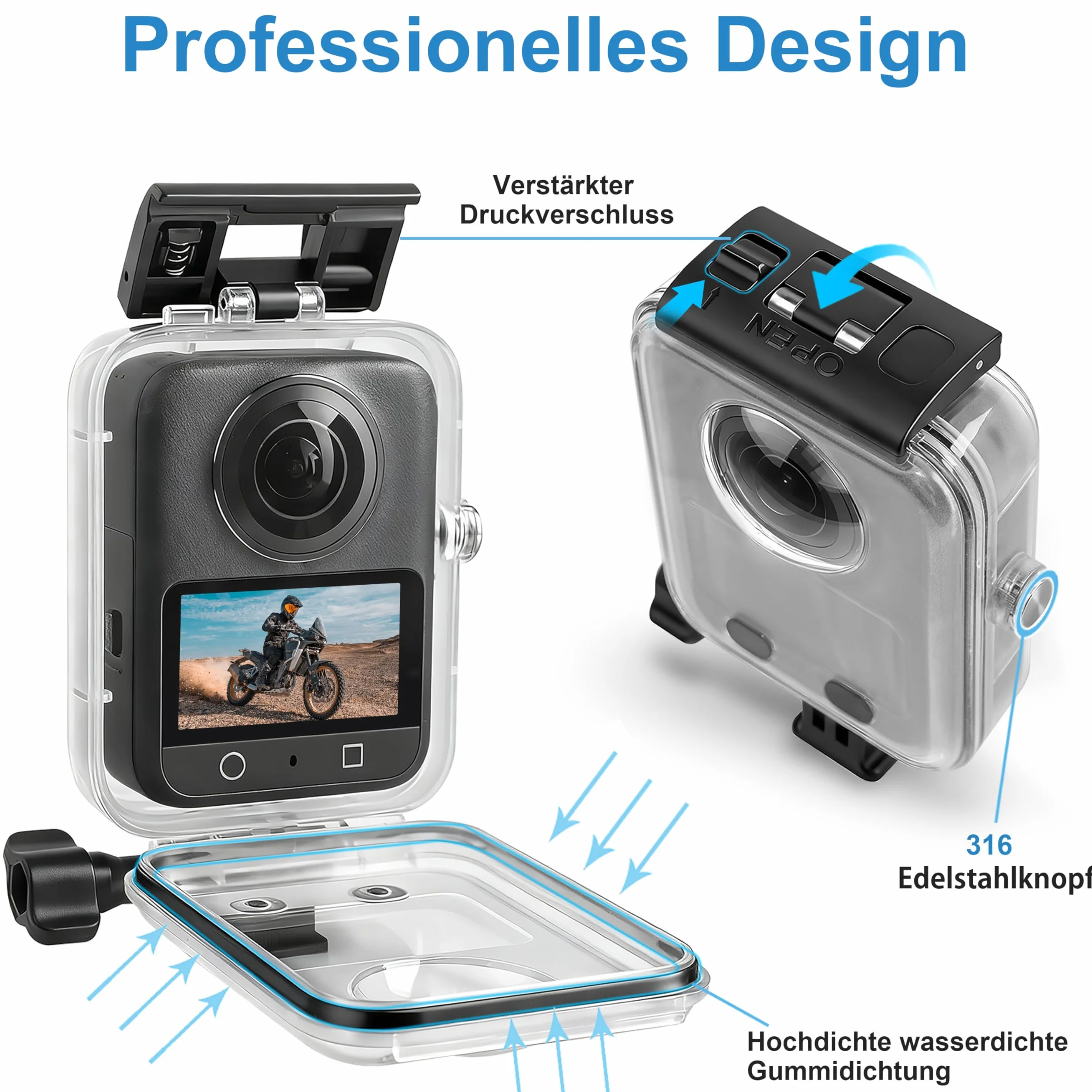 FitStill Wodoszczelna obudowa do DJI OSMO 360, 45 m, łatwa instalacja, odporna na nacisk, obudowa ochronna do fotografii podwodnej, DJI osmo 360 akcesoria ochronne