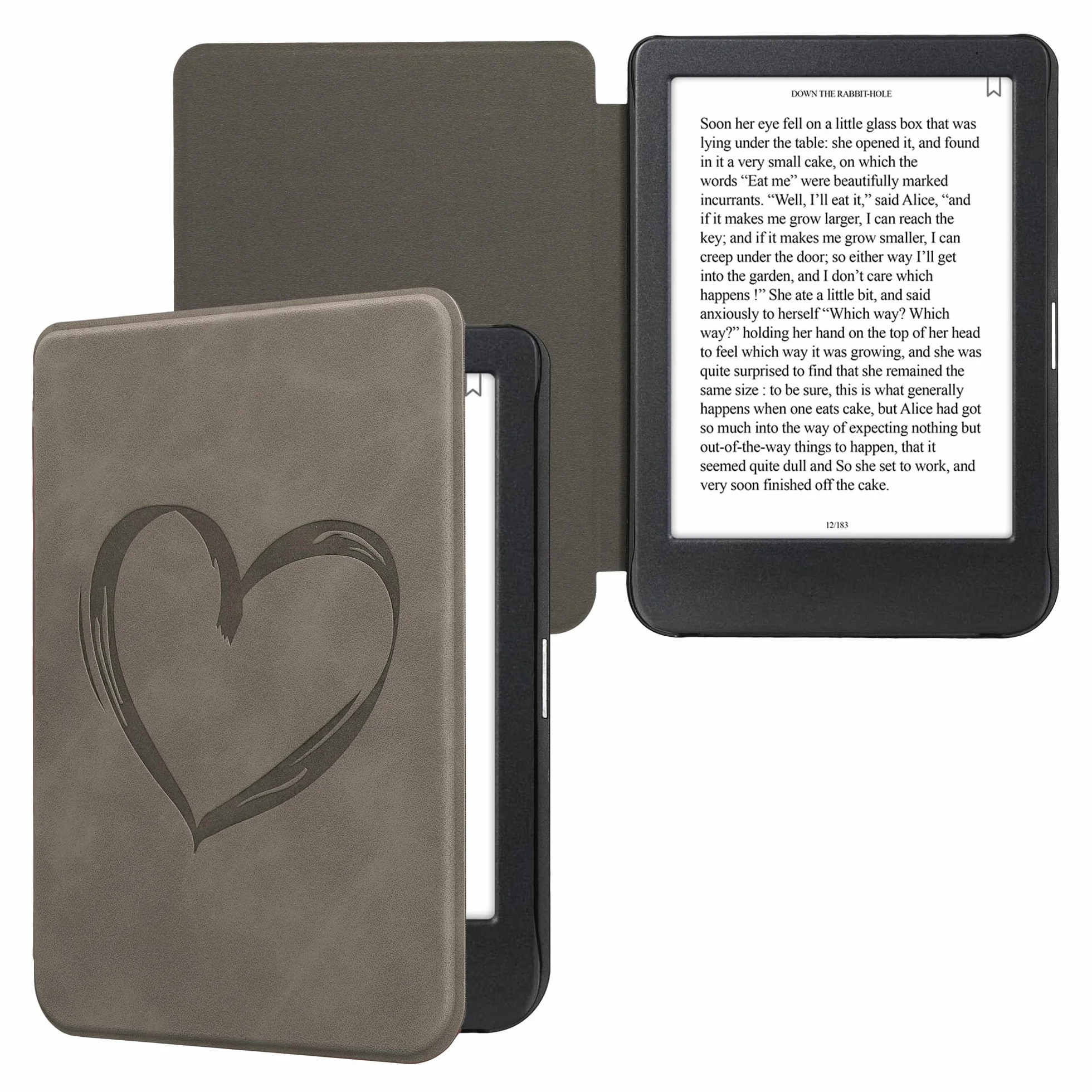 kwmobile Pokrowiec kompatybilny z Kobo Clara BW/Colour Cover - etui na czytnik e-booków - szczotkowane serce szare