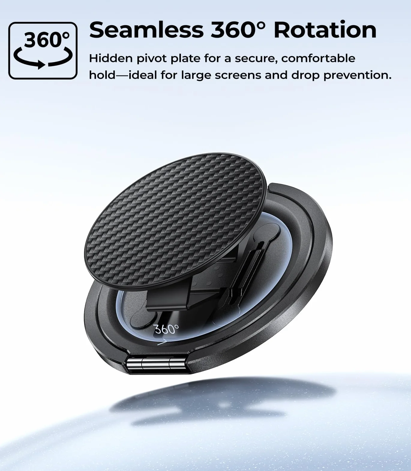 BENKS Magnetyczny pierścień do telefonu MagSafe 2 w 1 uchwyt obrót 360° Kevlar pasek do iPhone 17/16/15/14/13 Pro Max czarny