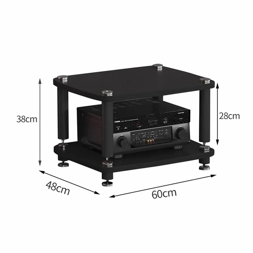 1/2/3/4-Warstwowa Szafka Na Sprzęt Audio Hifi, Urządzenia Strumieniowe, Stojak Na Sprzęt Audio Z Amortyzującymi Nóżkami, Komponenty Audio-Wideo, Czarna, 60 * 48 * 38 Cm (2 Poziomy)