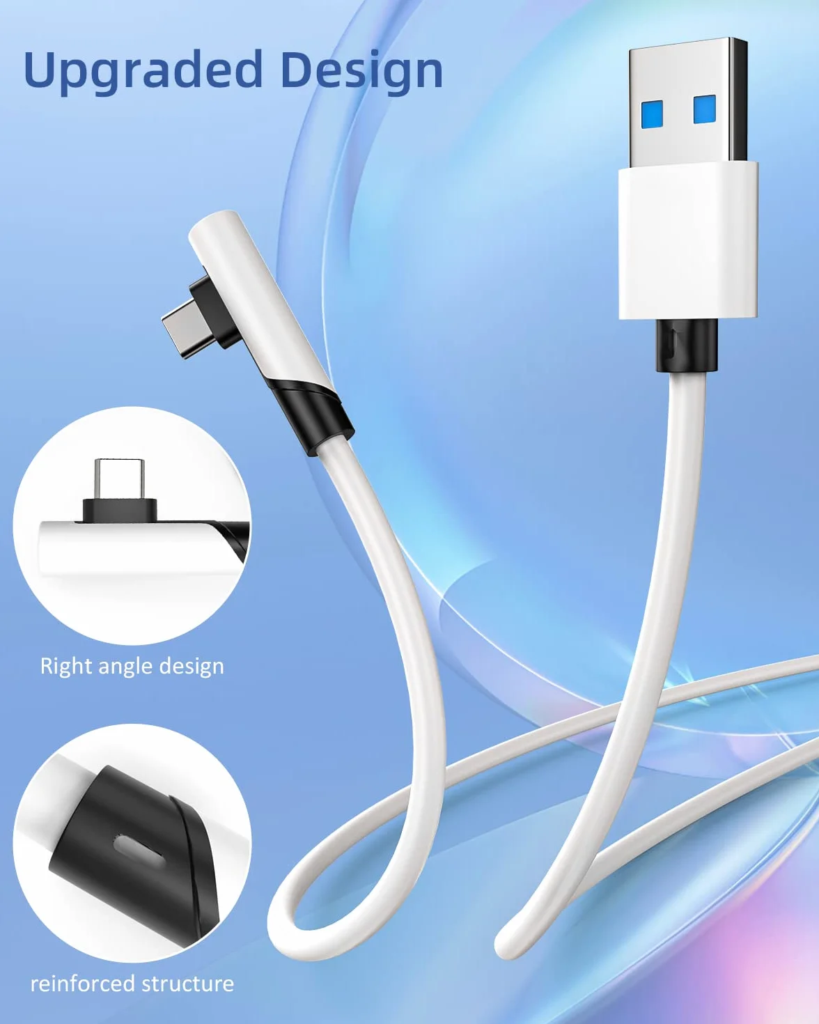 Kabel Link 5 m kompatybilny z Meta Quest 3/Quest 2/Pro, PICO4/Pro, kabel PC z transmisją danych 5 Gb/s, kabel USB 3.0 na typ do zestawu słuchawkowego VR i komputera gamingowego