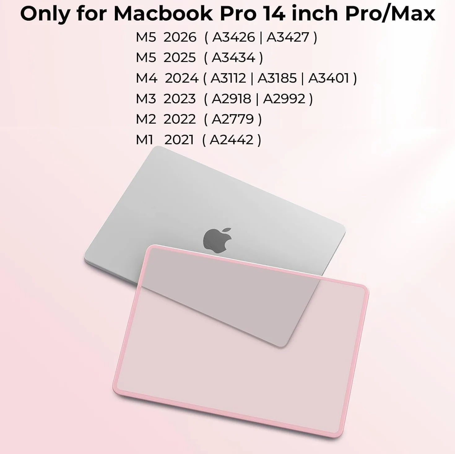 BlueSwan Etui Kompatybilne z MacBook Pro 14 Cali M5 M4 M3 M2 M1, Ramka TPU + Matowa Osłona PC, Różowy