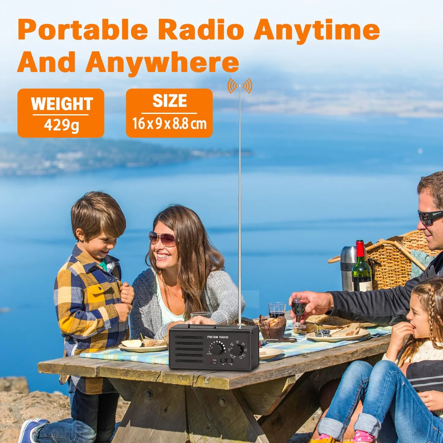 Padwa Lifestyle Przenośne mini radio, FM/AM/SW, czarne, głośniki 5 W, gniazdo słuchawkowe, zasilanie baterii AA, budzik do wędrówek, joggingu, kempingu