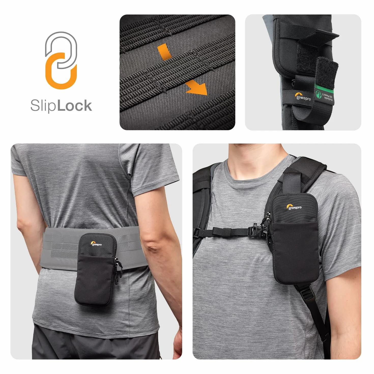 Lowepro ProTactic CS Phone III stojak kompatybilny z ProTactic 350/450 III, do telefonów z ekranem do 6", wymiary wewnętrzne 17 cm x 2 cm x 9 cm