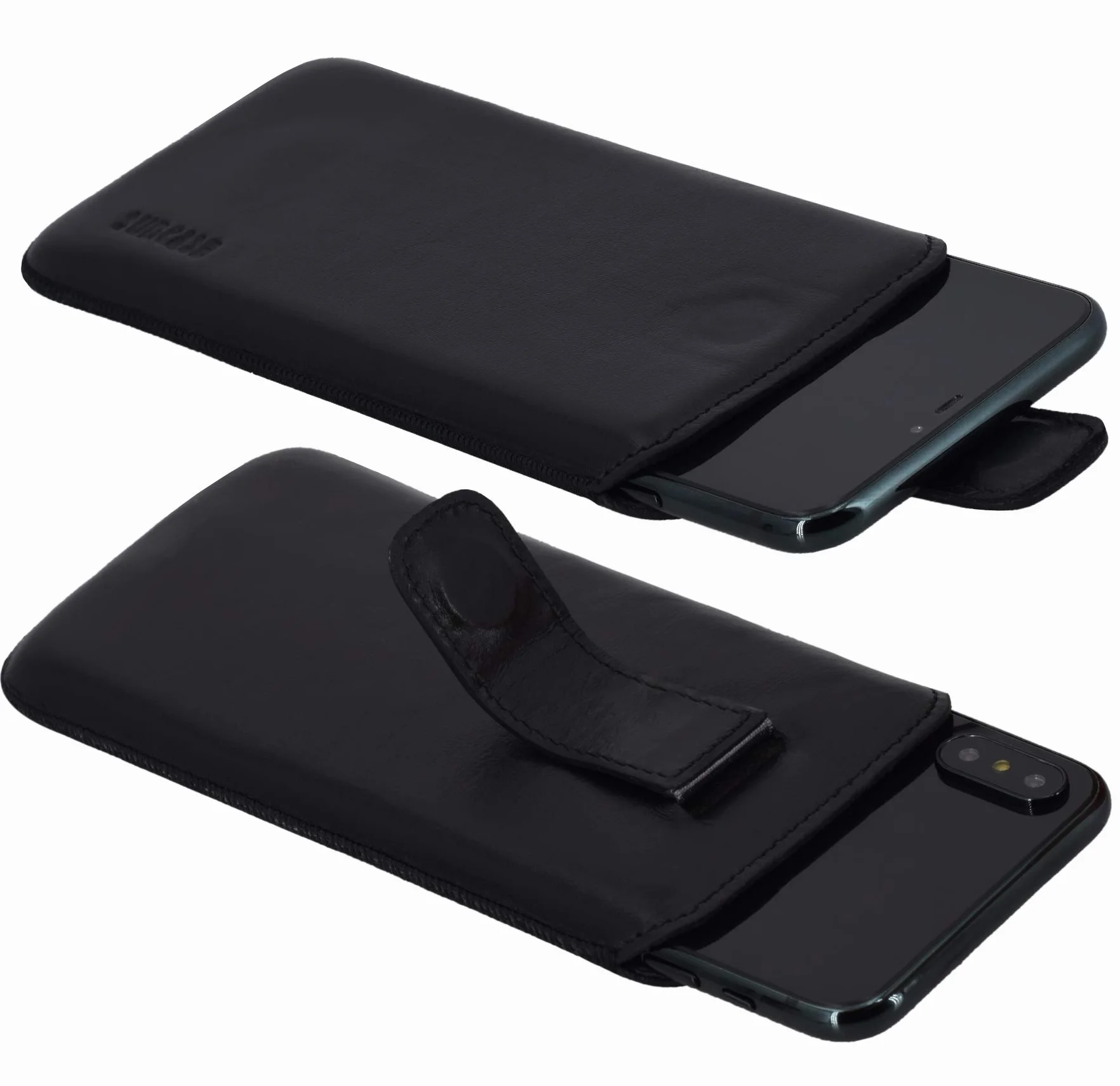 Suncase Skórzany pokrowiec Slim-Edition do Motorola Moto Edge 30 Pro czarny z magnetycznym zamknięciem