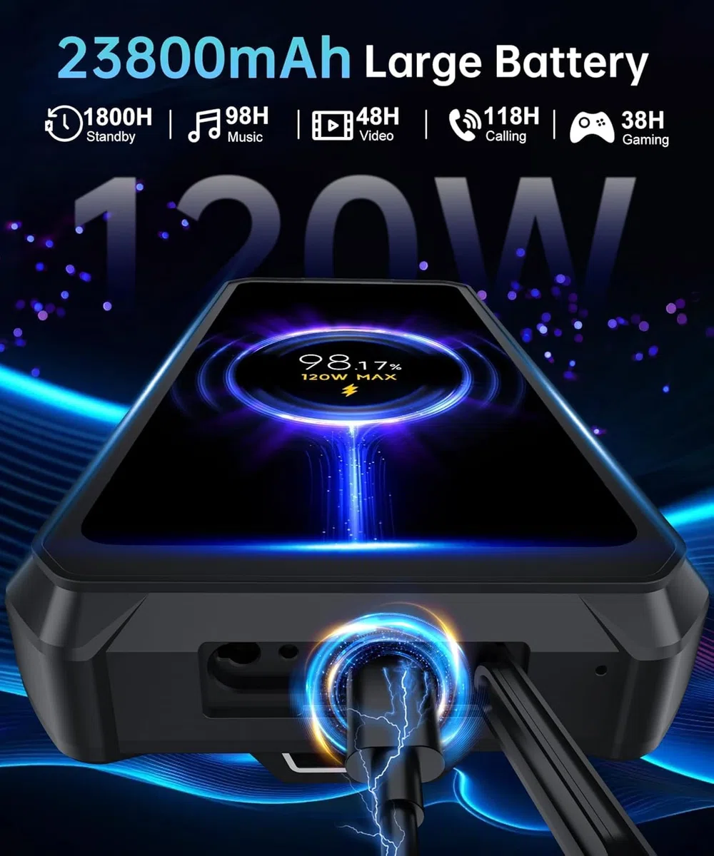 8849 Tank 3 Pro wytrzymały smartfon 23800 mAh wytrzymały projektor telefon 36 GB + 512 GB Dual SIM 5G Android 14 odblokowane telefony komórkowe 17.2 cm duży ekran, światło kempingowe/rozszerzenie 2 TB